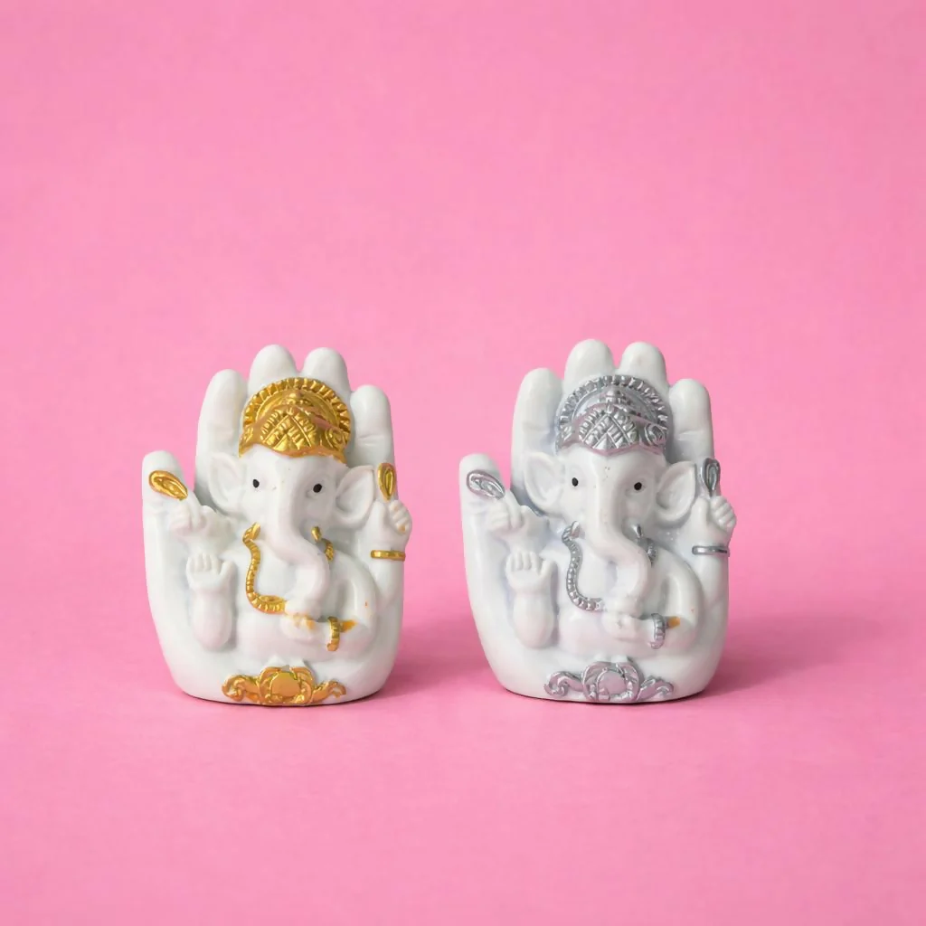 Set of 4 Ganesh Idol for Home Decor Ganpati Showpiece - Image 4