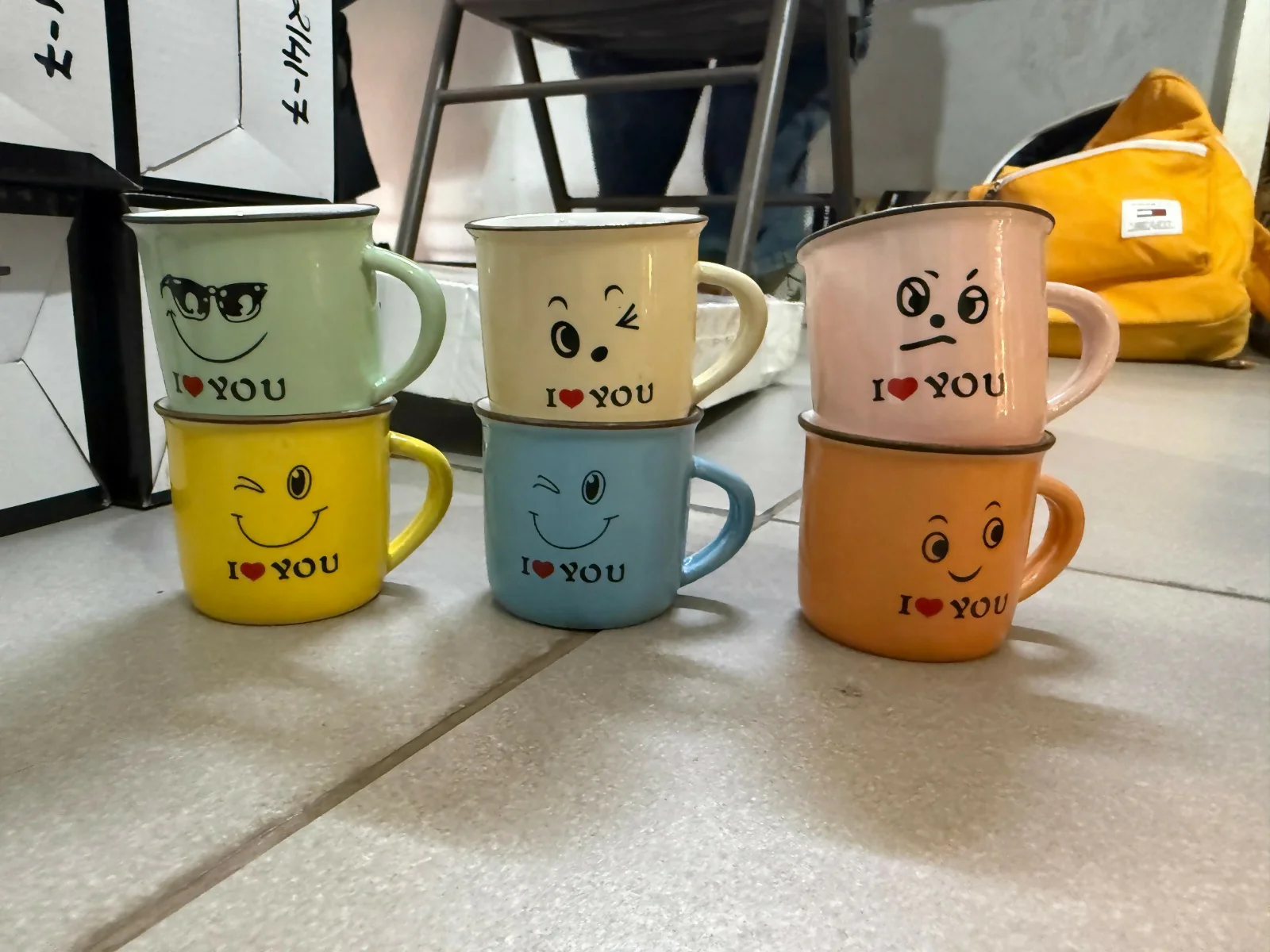 Set of 6 Cute Printed Coffee Mugs with Emoji Design Gift Set - Image 5