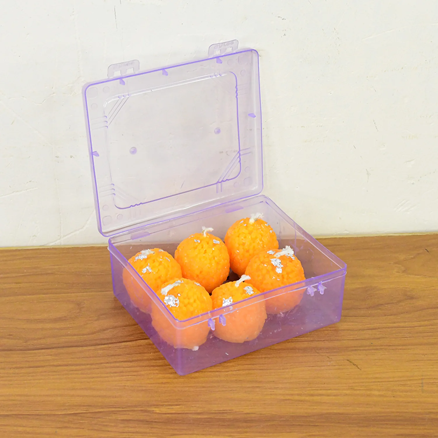 Set of 6 Laddu-Shaped Wax Candles with Silver Leaf Decoration - Image 8