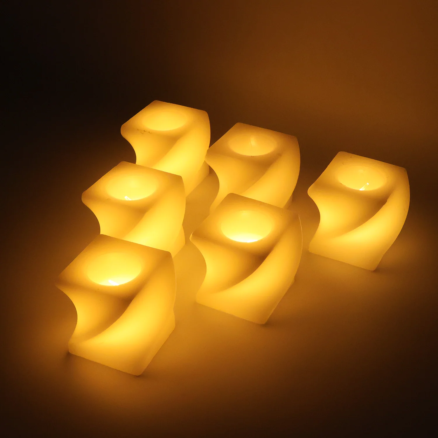 Set of 6 LED Flameless Decorative Candles – Square Shape Tealight Lamps - Image 6