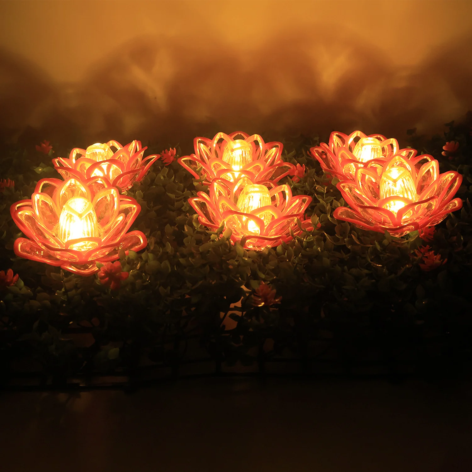 Set of 6 Lotus Shaped LED Flameless Decorative Candles - Image 3