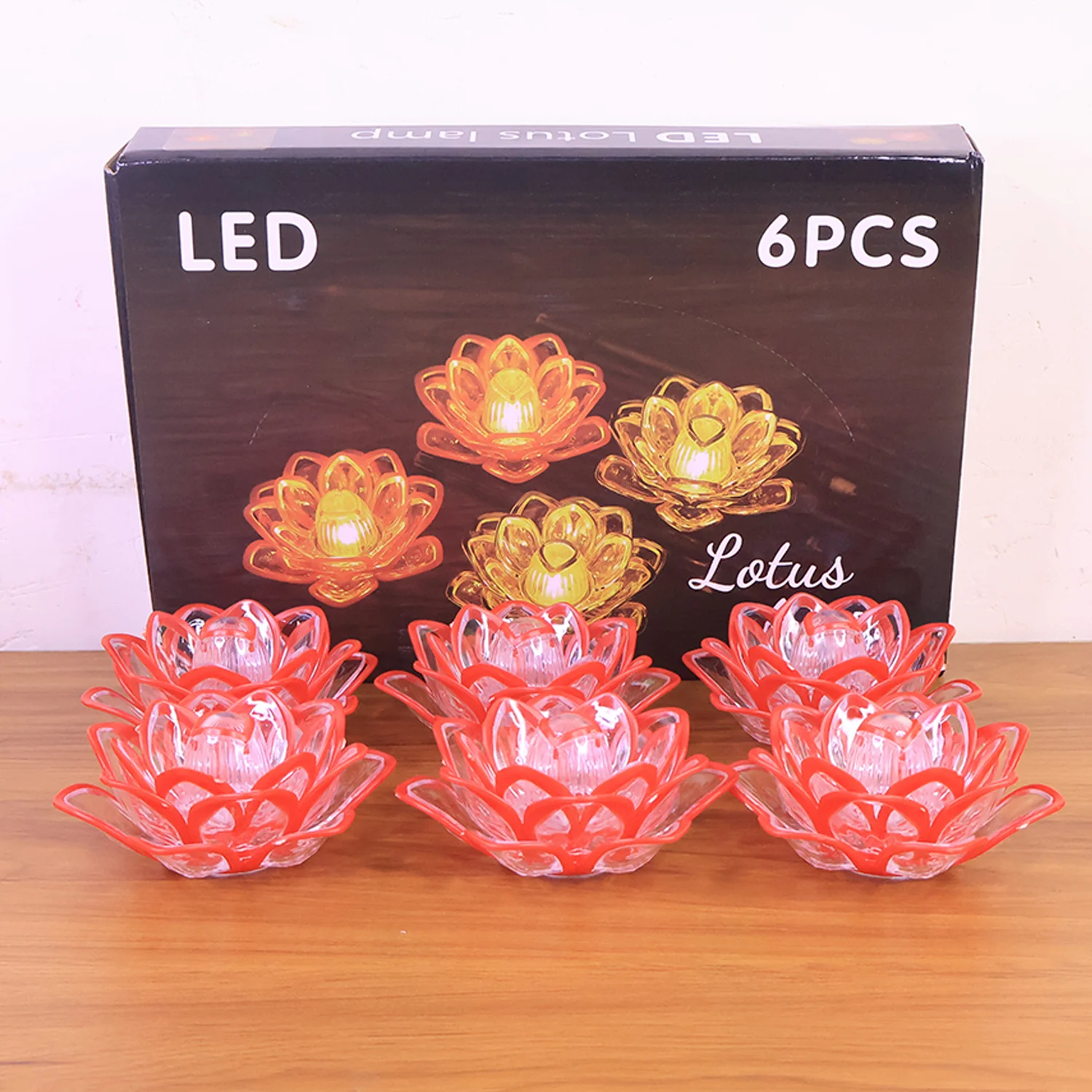 Set of 6 Lotus Shaped LED Flameless Decorative Candles - Image 9