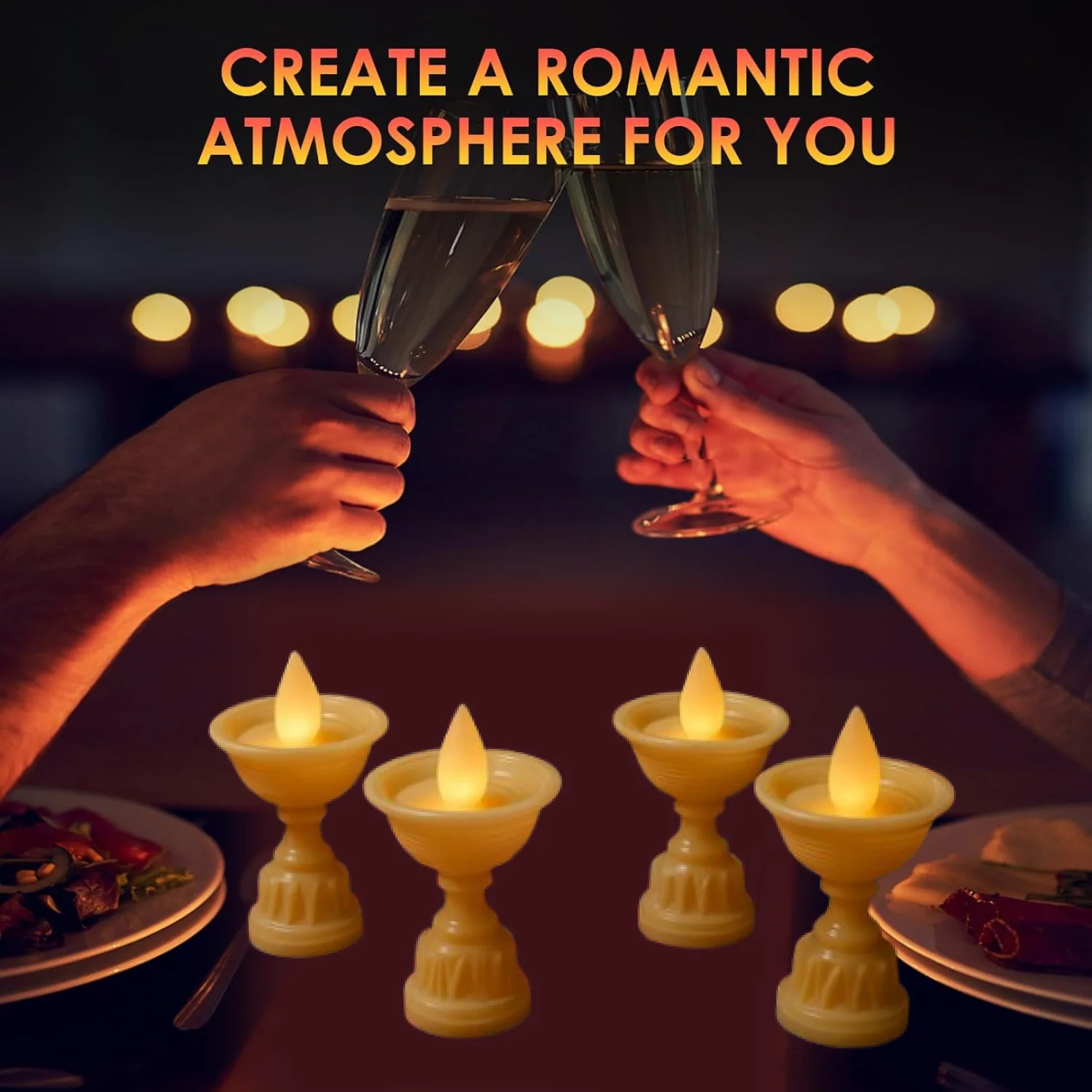 Set of 8 White Water Sensor LED Diyas - Image 2