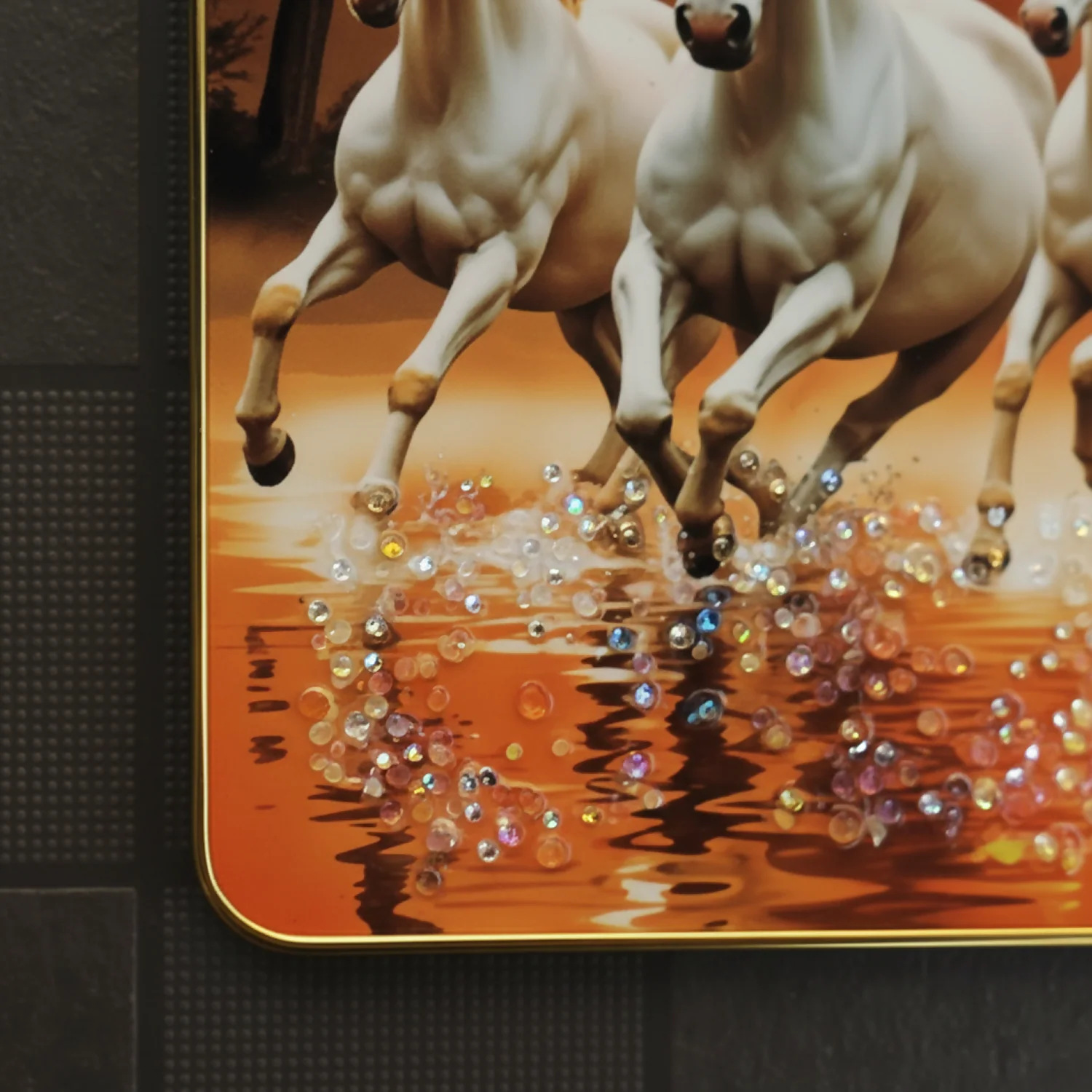 Seven Running Horses Sunrise Wall Art for Living Room Decor Frame - Image 5