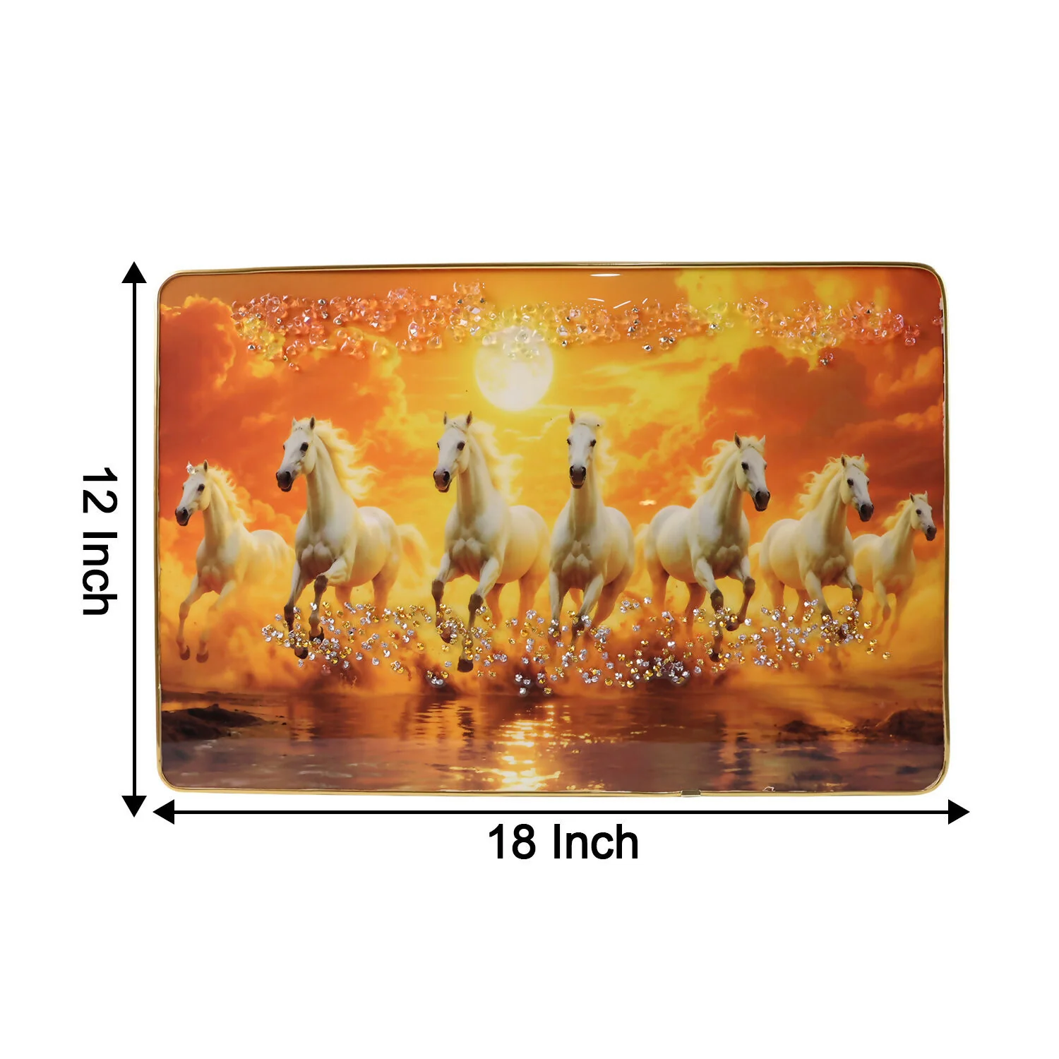Seven White Running Horses Sunset Wall Art Frame - Image 6