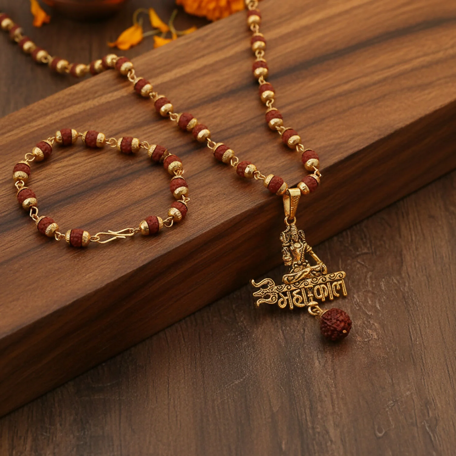 Shiv Mahakal Pendant With Rudraksha Mala & Bracelet Combo - Image 4