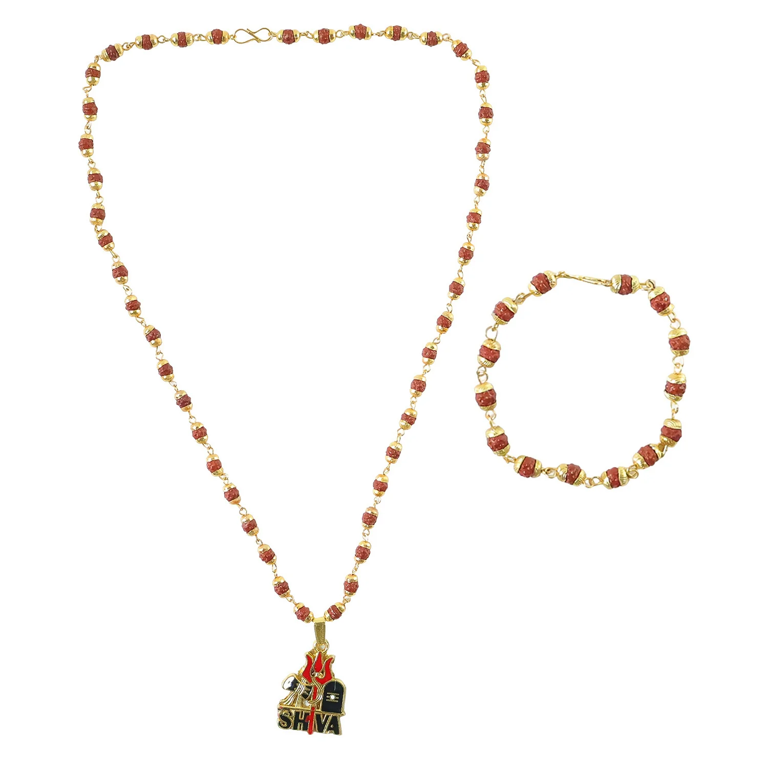 Shiva Pendant with Rudraksha Mala & Bracelet Combo - Image 5