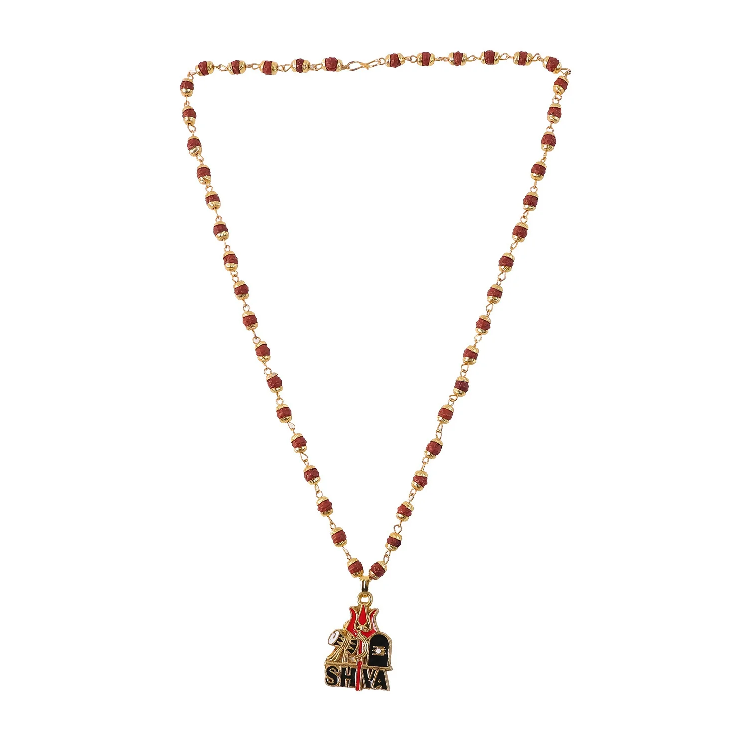 Shiva Trishul Rudraksha Beaded Pendant Necklace - Image 5