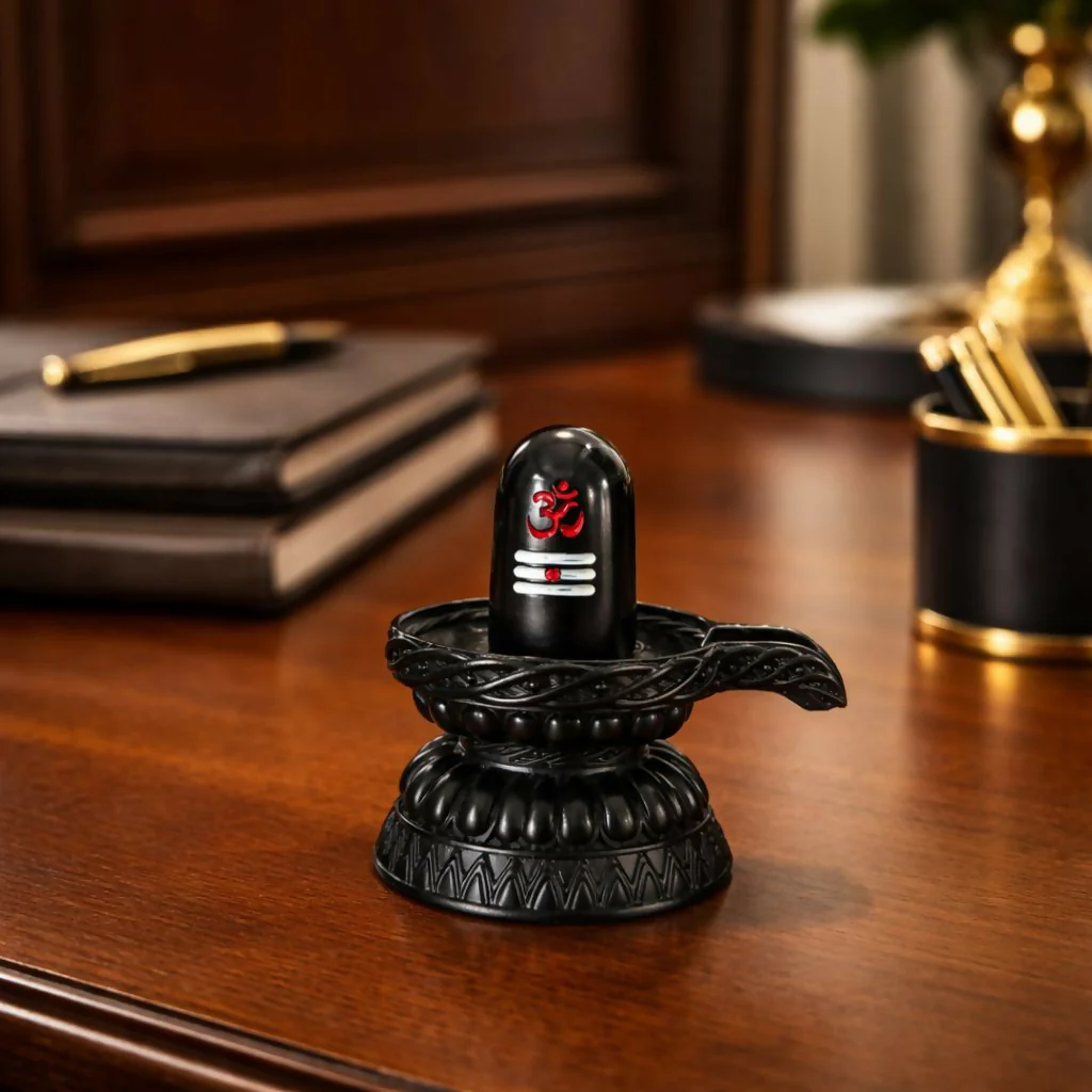 Shivling Shiva Lingam Idol with Om Symbol for Temple & Home Decor - Image 2