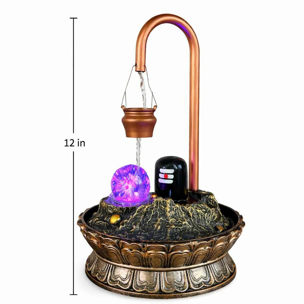 Shivling Tabletop Water Fountain with LED Crystal Ball - Image 5