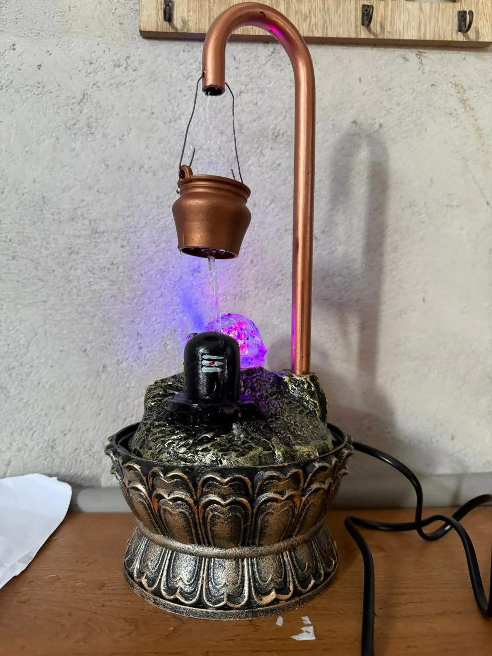 Shivling Water Fountain with LED Light Decorative Tabletop Waterfall Showpiece - Image 5