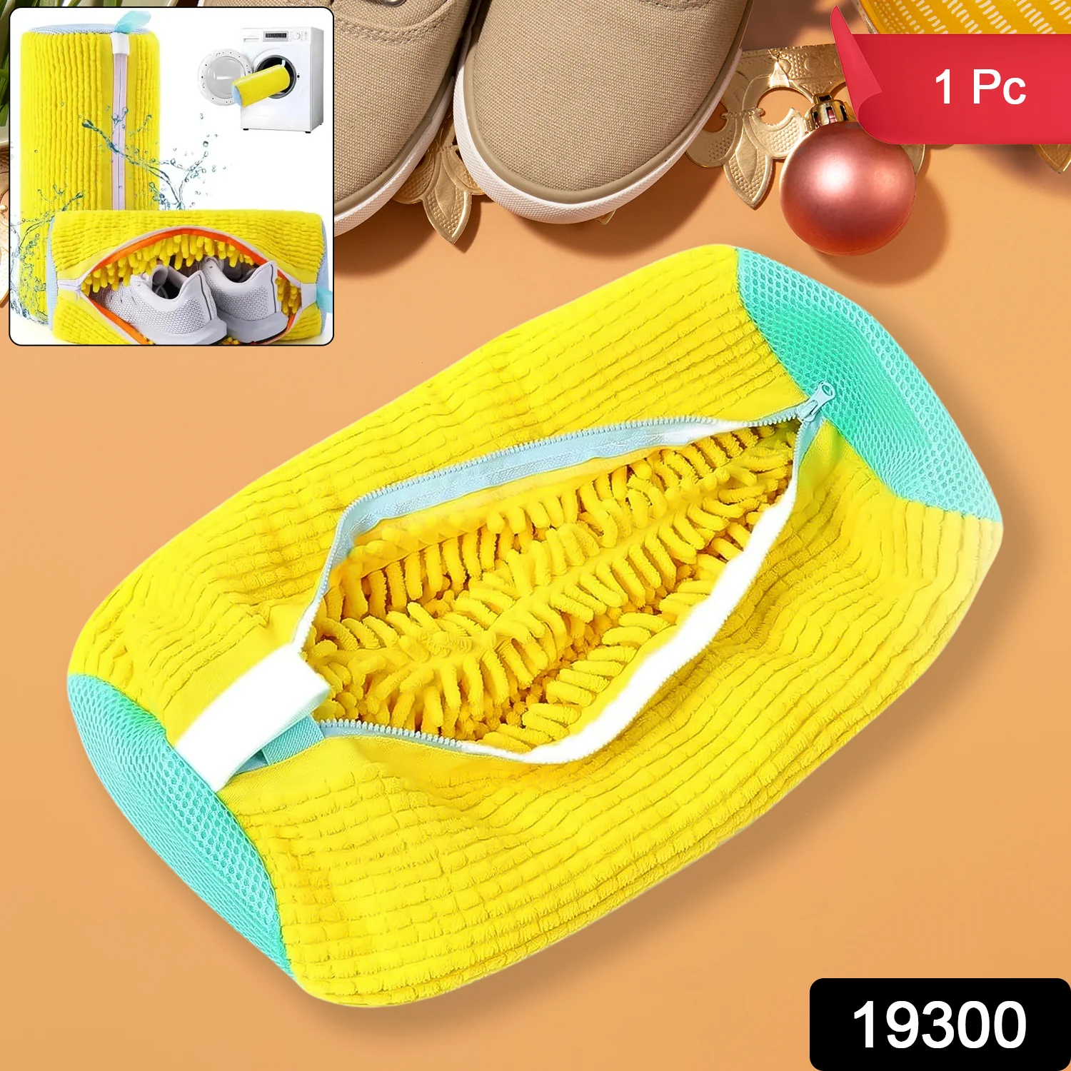 Shoe Washing Machine Bag with Microfiber Chenille Lining & Zipper (1 Pc) - Image 2