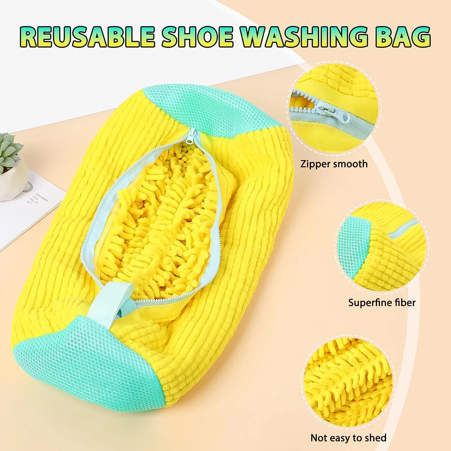 Shoe Washing Machine Bag with Microfiber Chenille Lining & Zipper (1 Pc) - Image 4