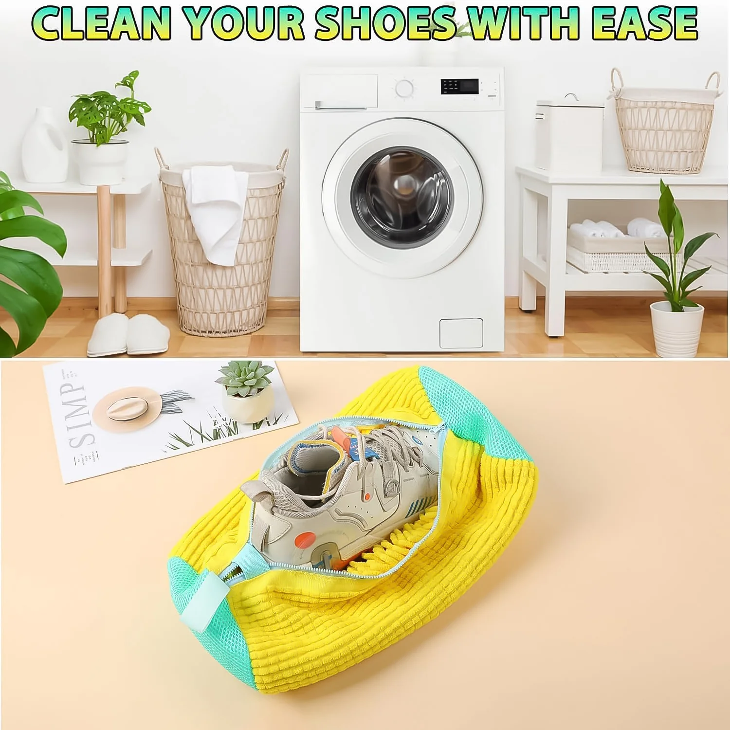 Shoe Washing Machine Bag with Microfiber Chenille Lining & Zipper (1 Pc) - Image 7