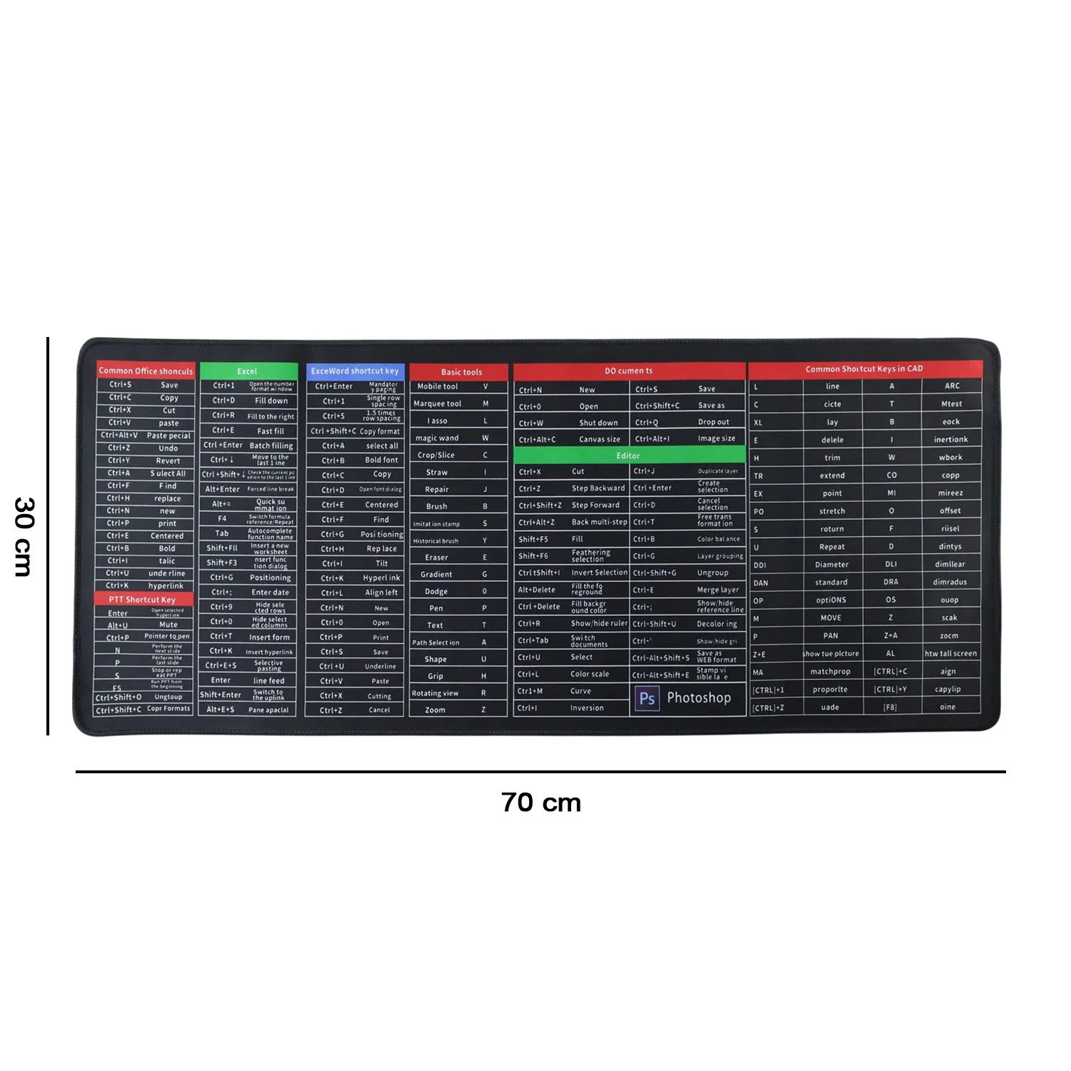 Shortcut Keyboard Mouse Pad Extended Desk Mat 70 x 30 Cm - Image 6