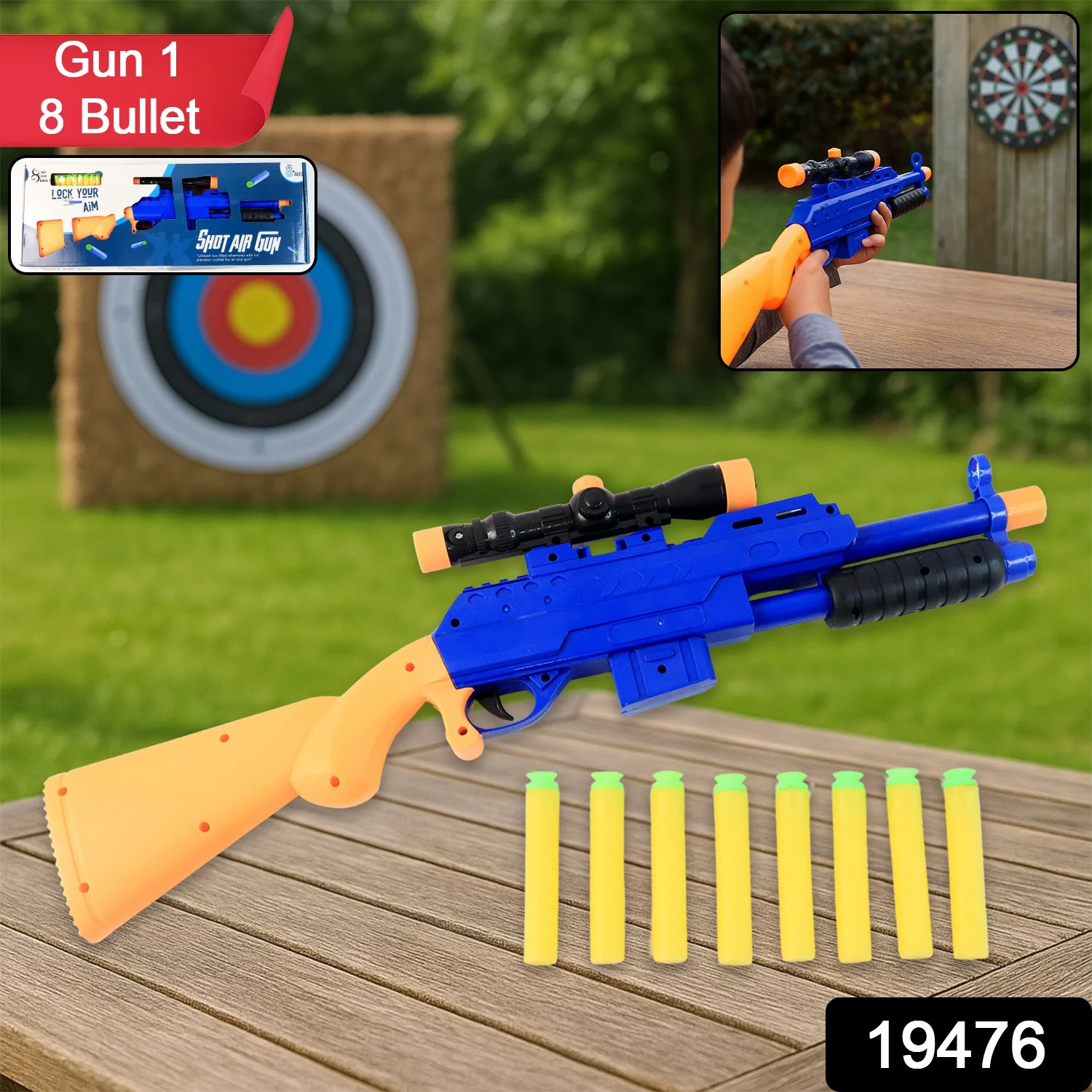 Shot Air Gun Toy with Scope and 8 Soft Foam Bullets Set - Image 2