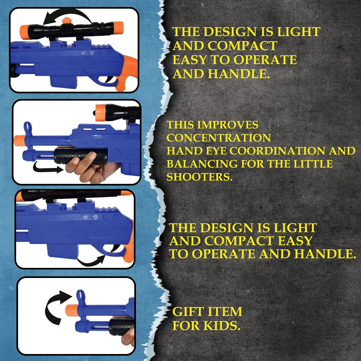 Shot Air Gun Toy with Scope and 8 Soft Foam Bullets Set - Image 7