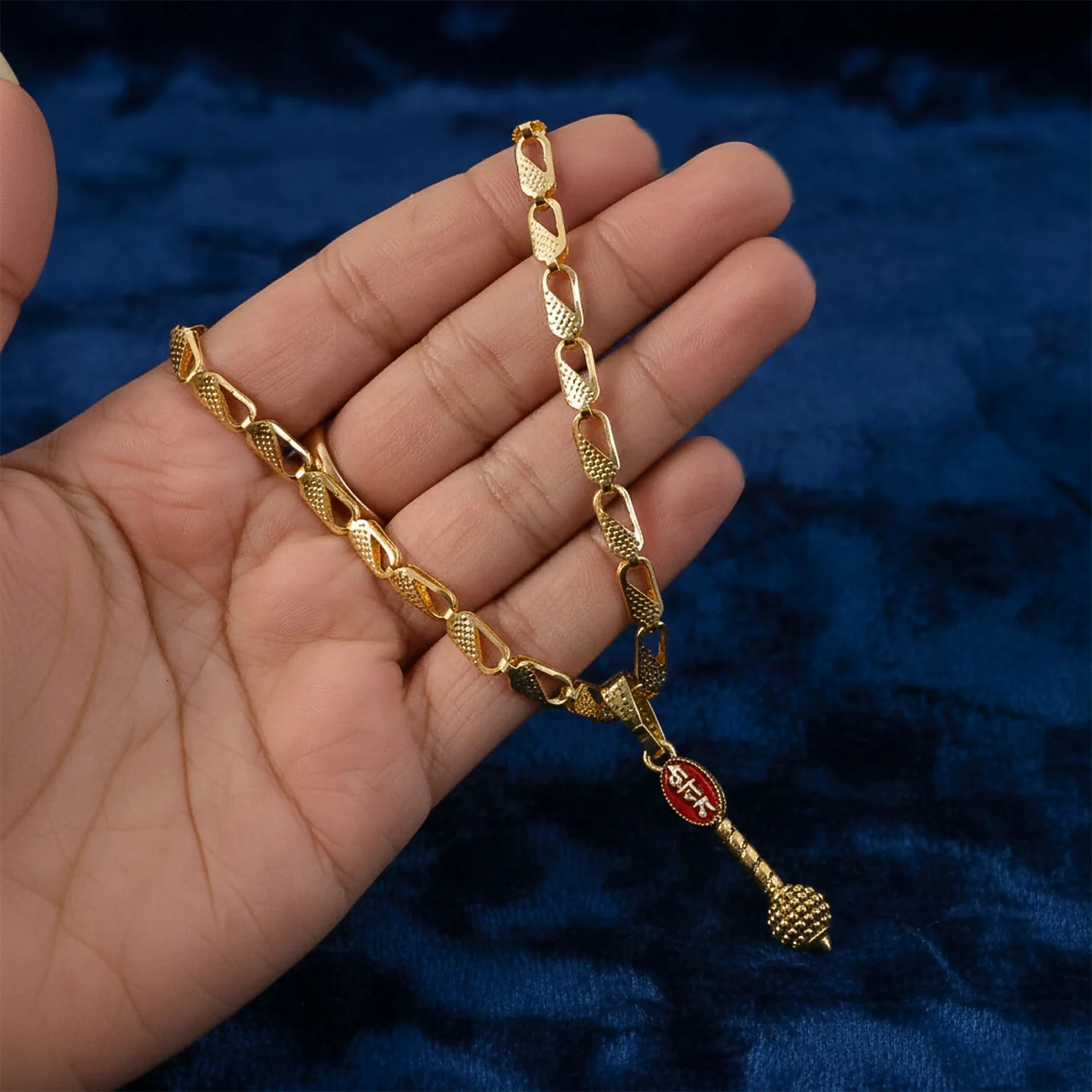 Shree Ram Gada Pendant Gold Chain Necklace - Image 4