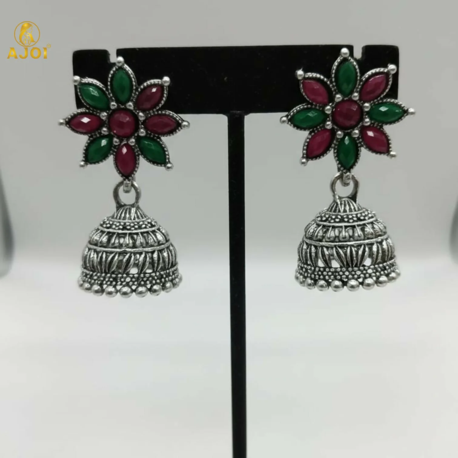 Shringara Ratnam Floral Jhumka Earrings - Image 3