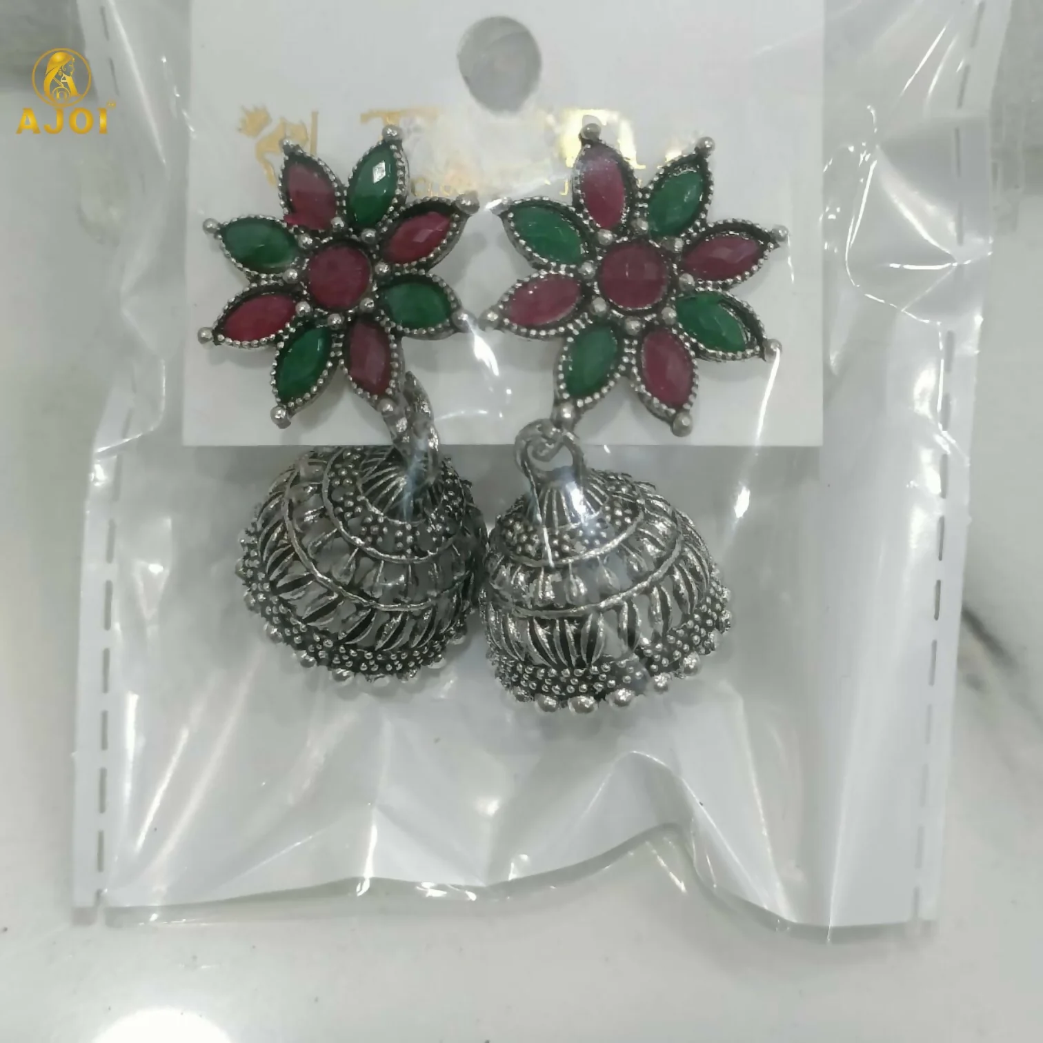 Shringara Ratnam Floral Jhumka Earrings - Image 5