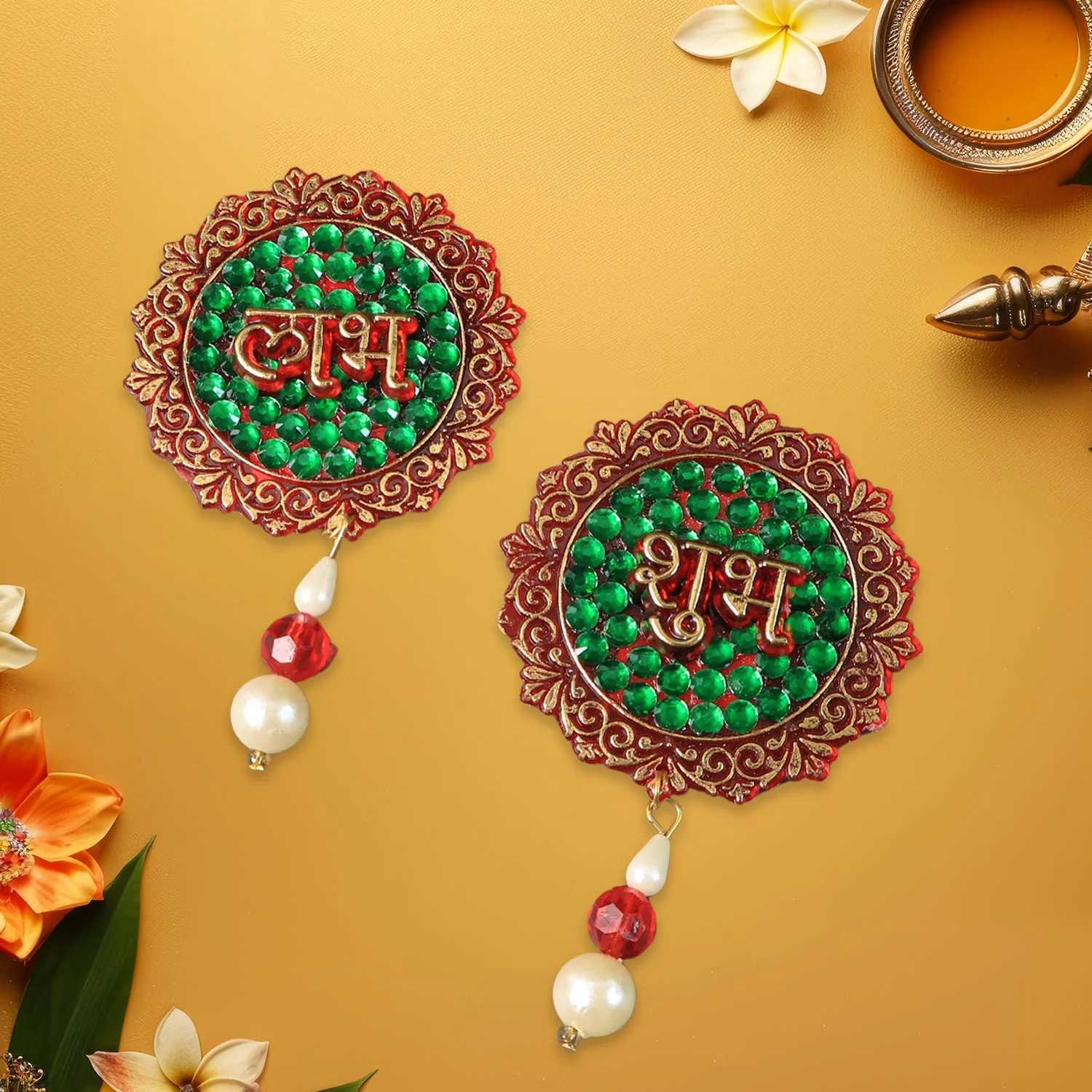 Shubh Labh Beaded Decorative Door Hanging (2 Pc) - Image 3