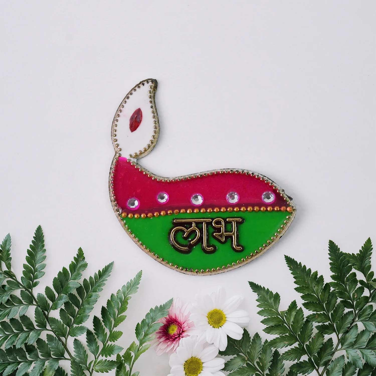 Shubh Labh Diya Shaped Wall Hangings (2 Pc) - Image 3