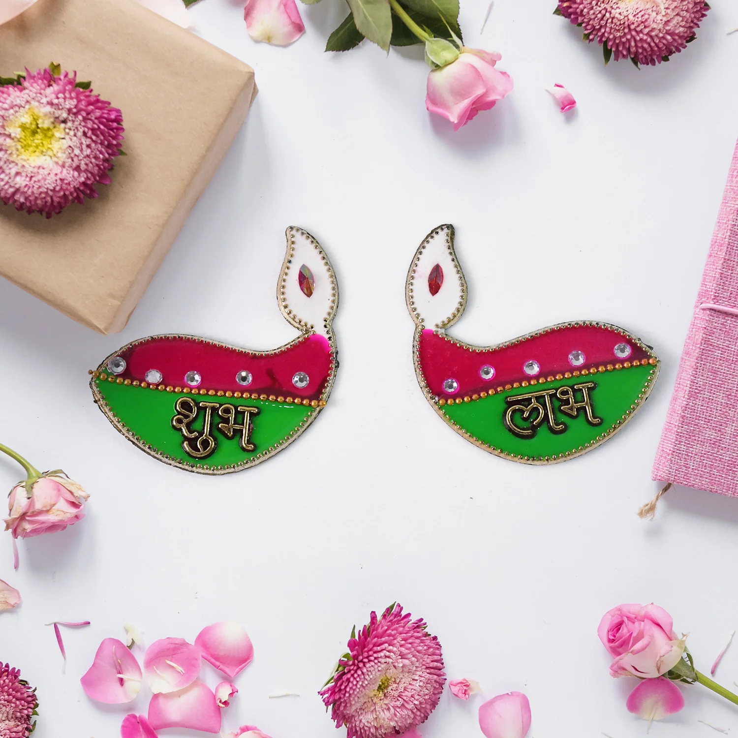 Shubh Labh Diya Shaped Wall Hangings (2 Pc) - Image 4