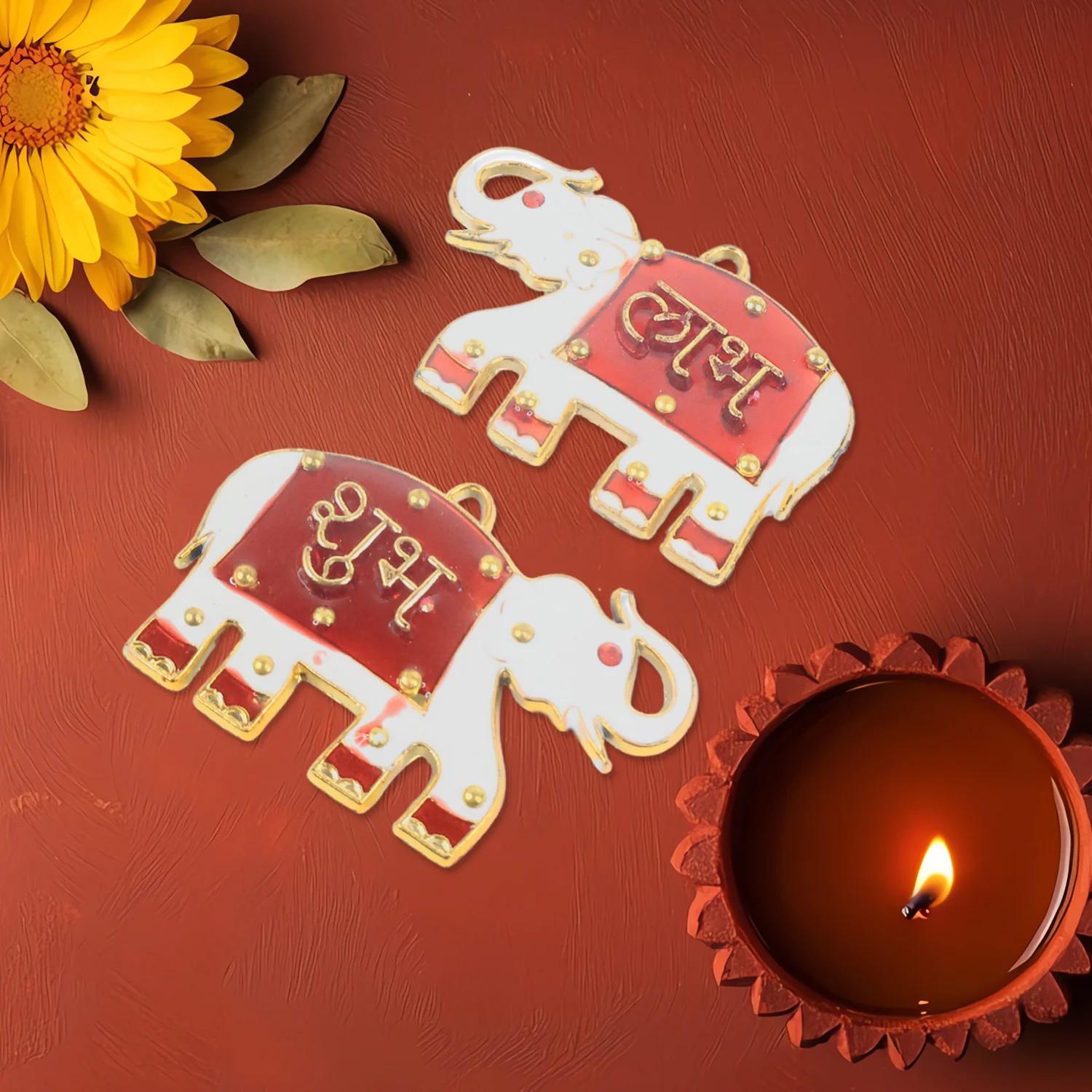 Shubh Labh Elephant Decorative Wall Hangings (2 Pc) - Image 3