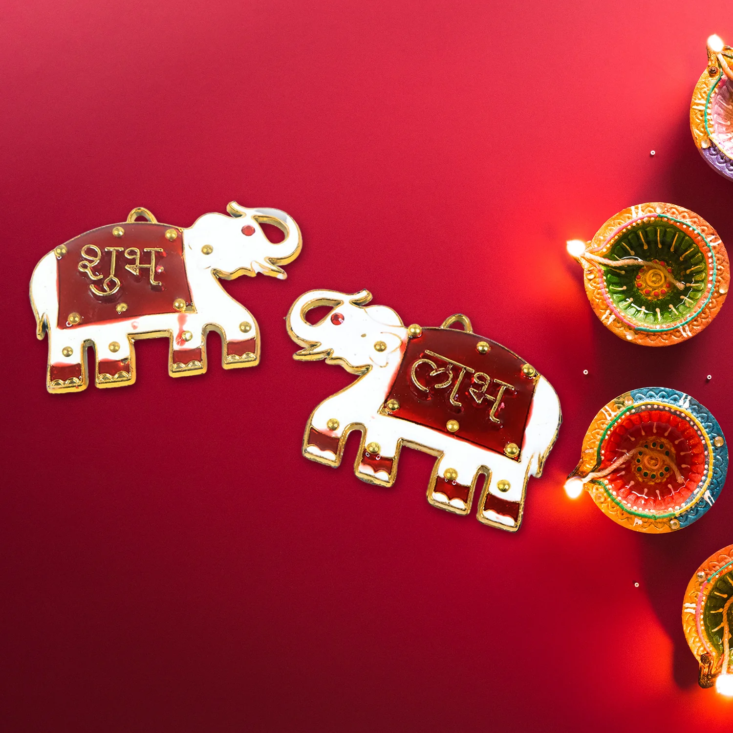 Shubh Labh Elephant Decorative Wall Hangings (2 Pc) - Image 4