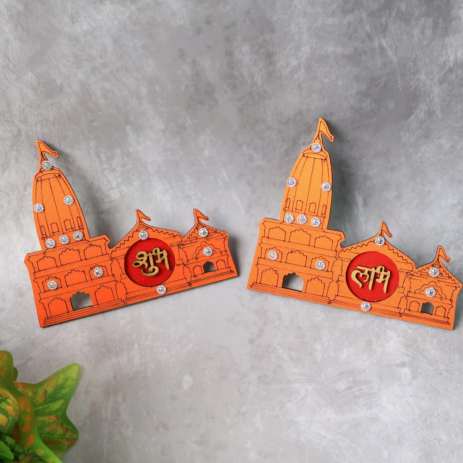 Shubh Labh Ram Temple / Mandir Design Decorative Wall Sticker (2 Pc) - Image 4