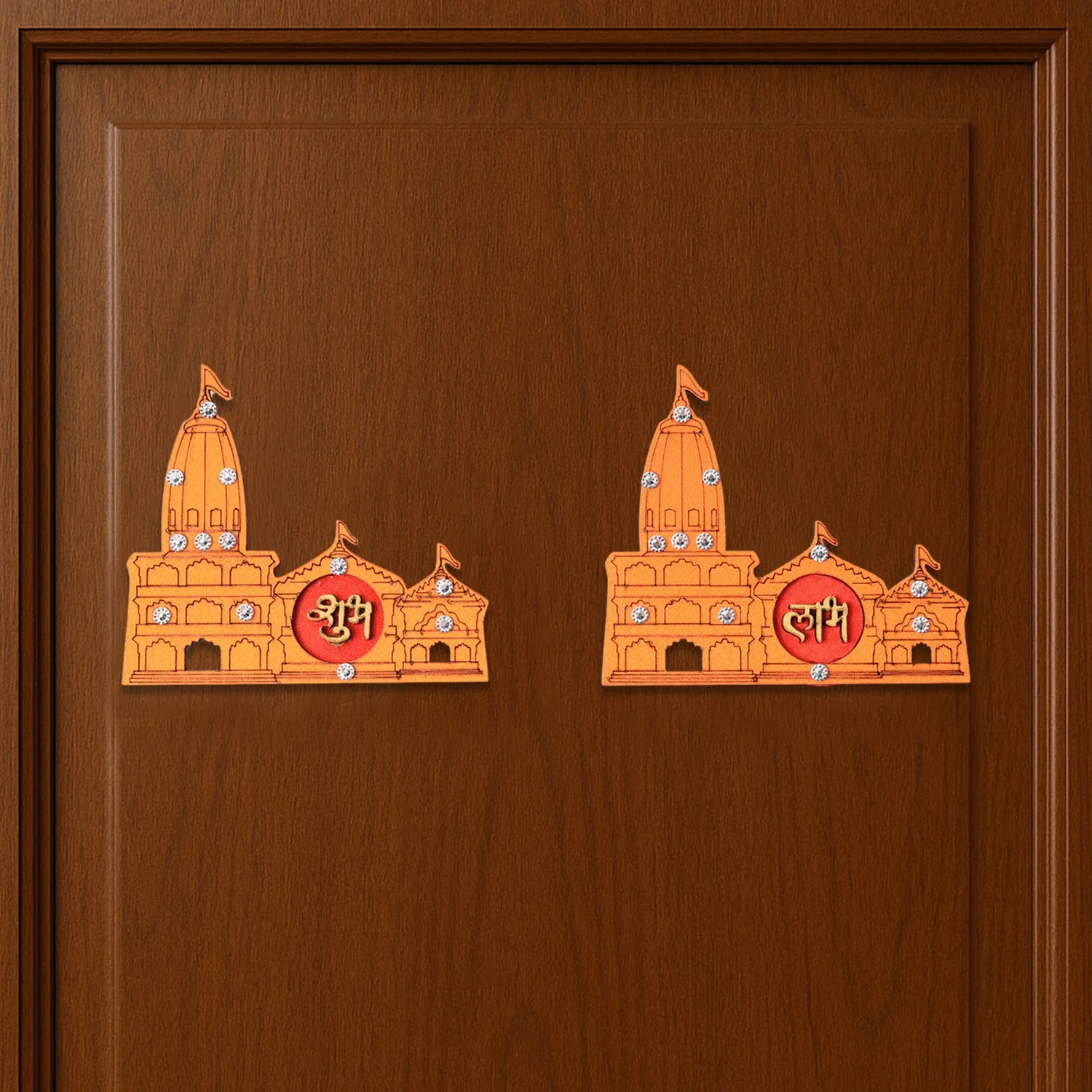 Shubh Labh Ram Temple / Mandir Design Decorative Wall Sticker (2 Pc) - Image 6