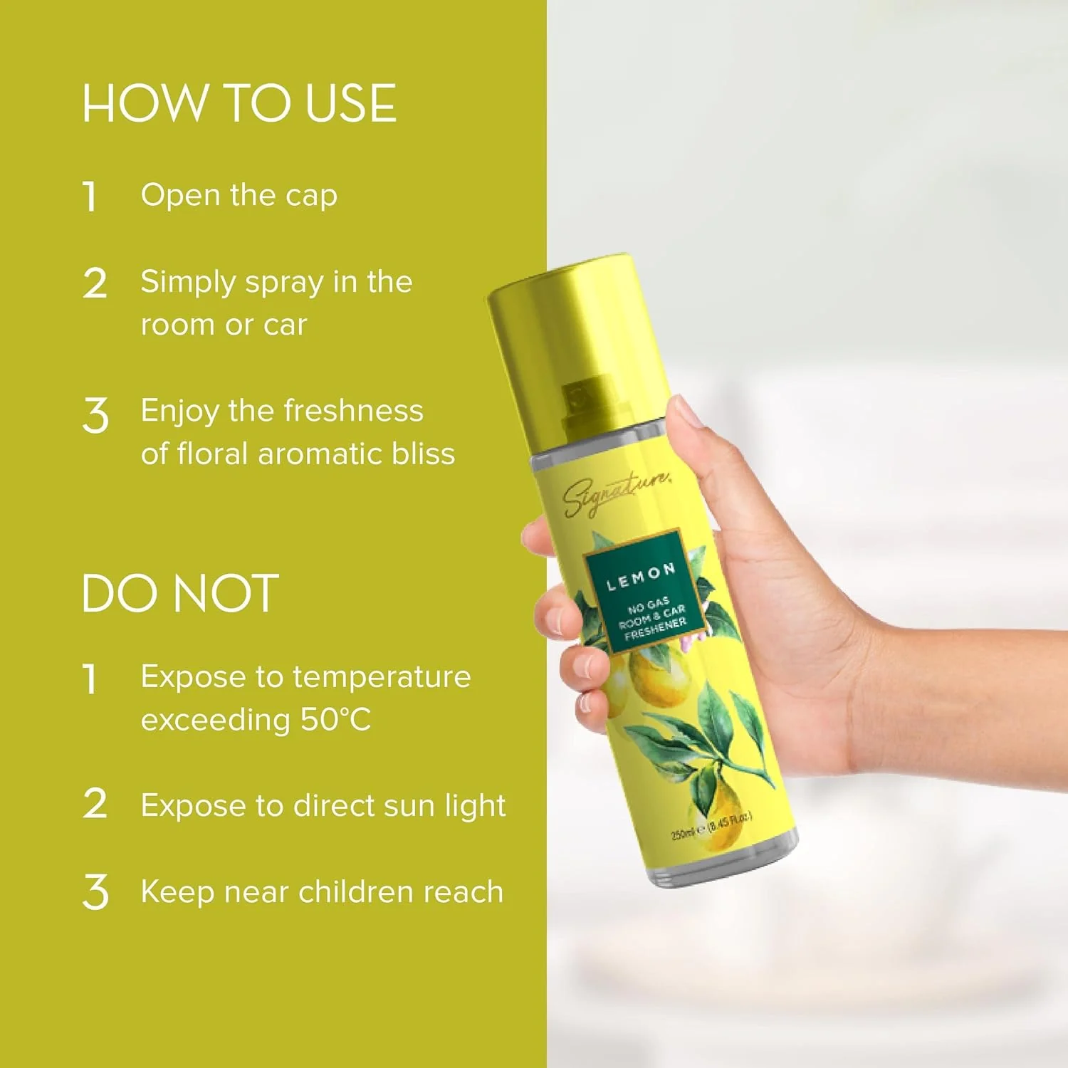 Signature Lemon Room & Car Freshener Spray 250 ML - Image 7
