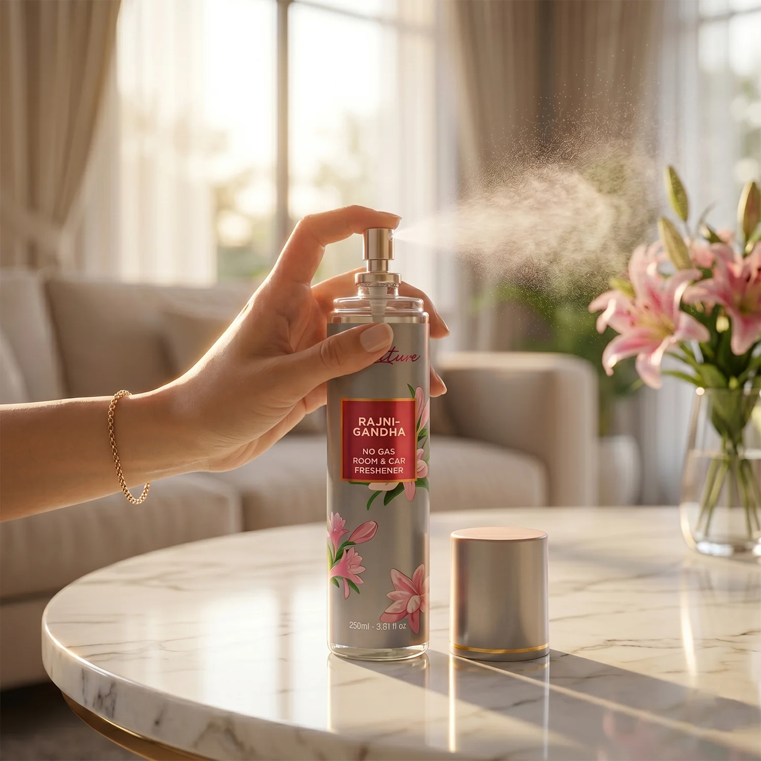 Signature Rajnigandha Room &amp; Car Freshener Spray 250 ML - Image 4