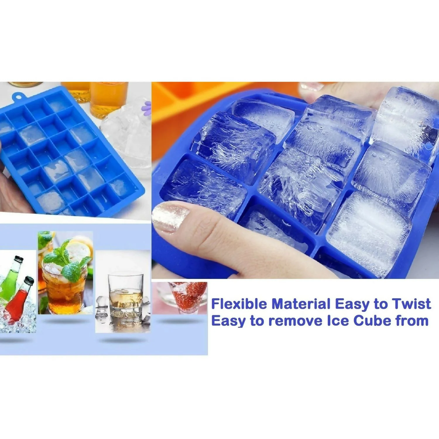 Silicon Square Shape 24 Cavity Ice Cube Trays - Image 3