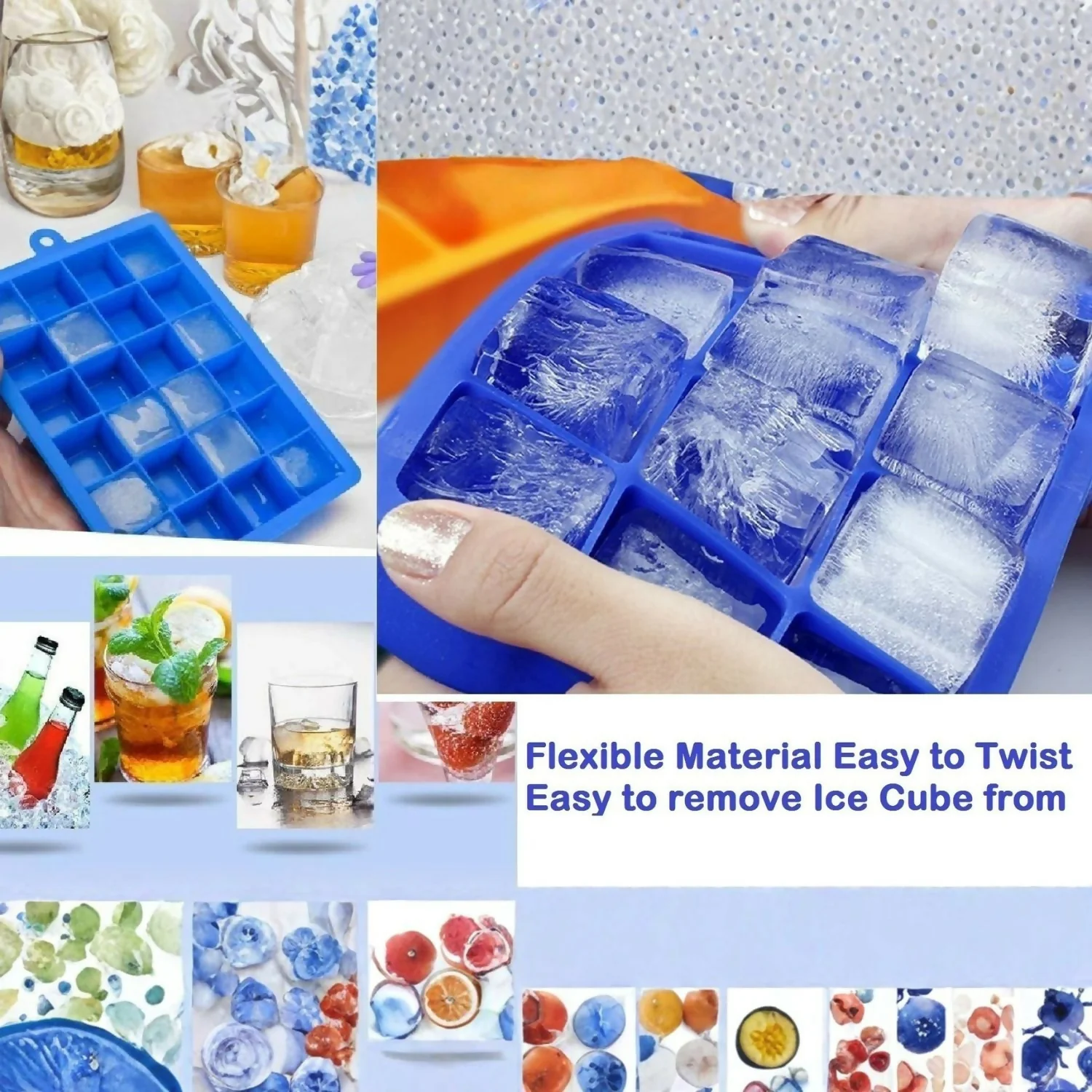 Silicon Square Shape 24 Cavity Ice Cube Trays - Image 4