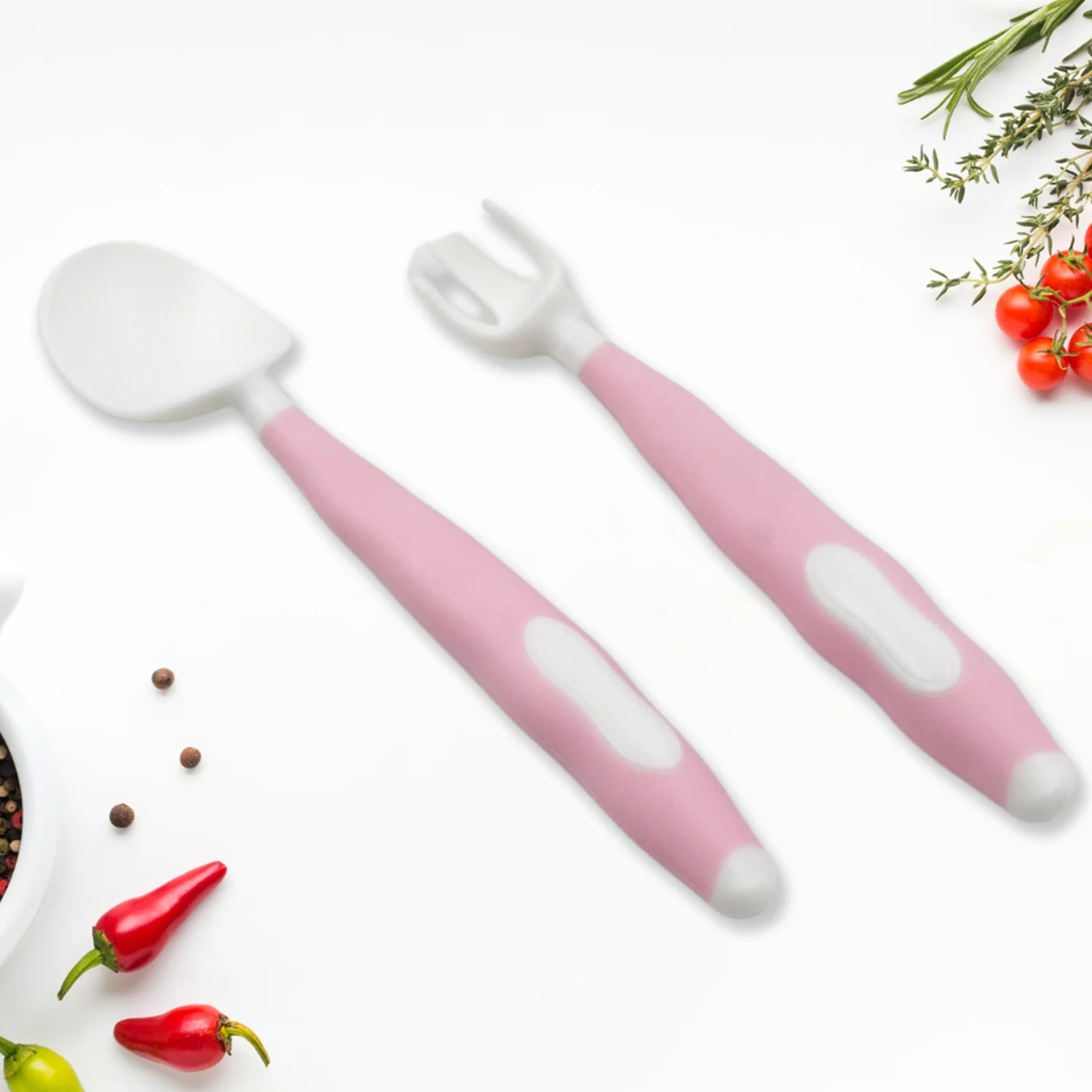 Silicone Bendable Kids Spoon & Fork Set – Toddler Self-Feeding Utensils (2 Pc Set) - Image 3