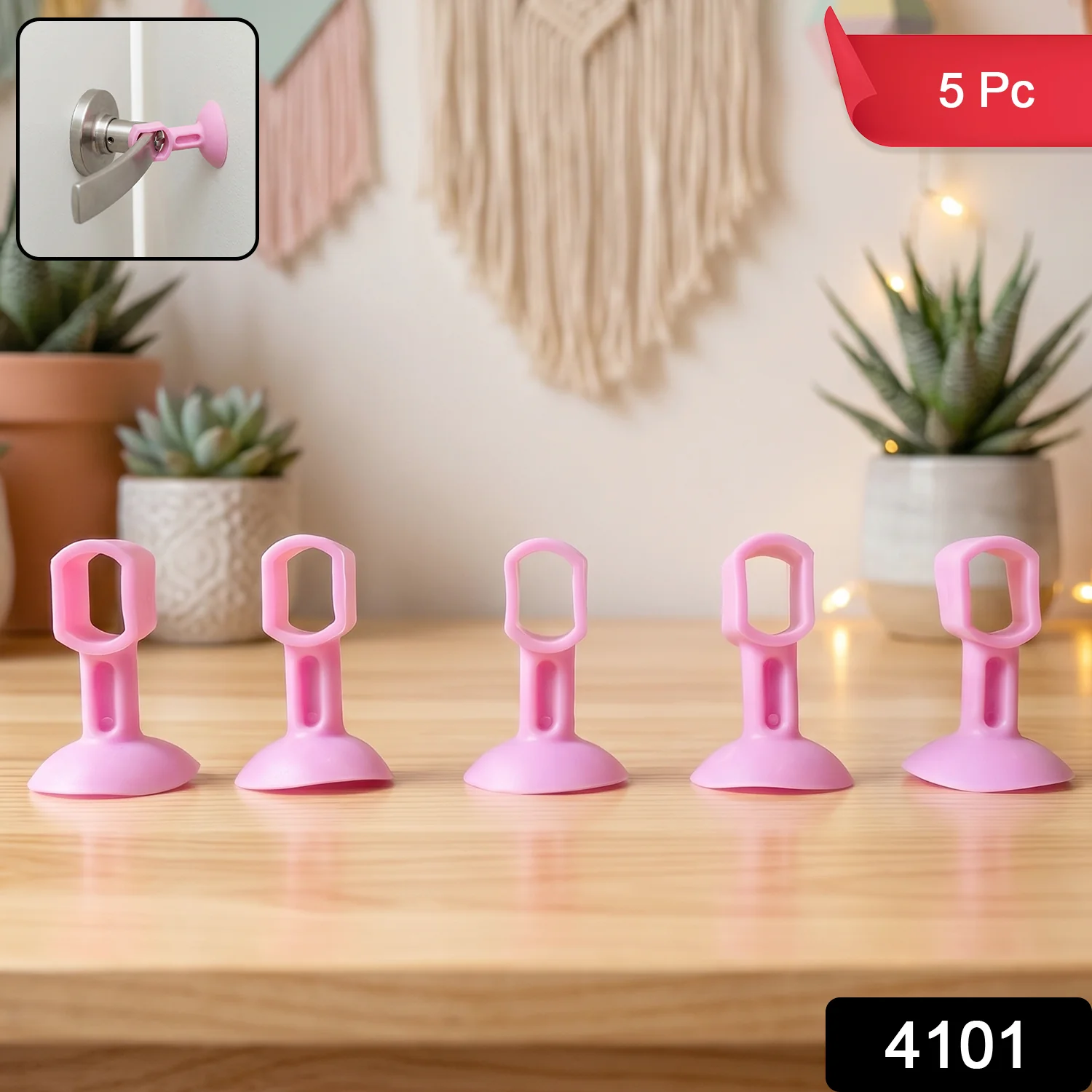 Silicone Door Stopper Suction Door Holder Anti Collision Door Handle Stopper (5 Pc) - Image 2