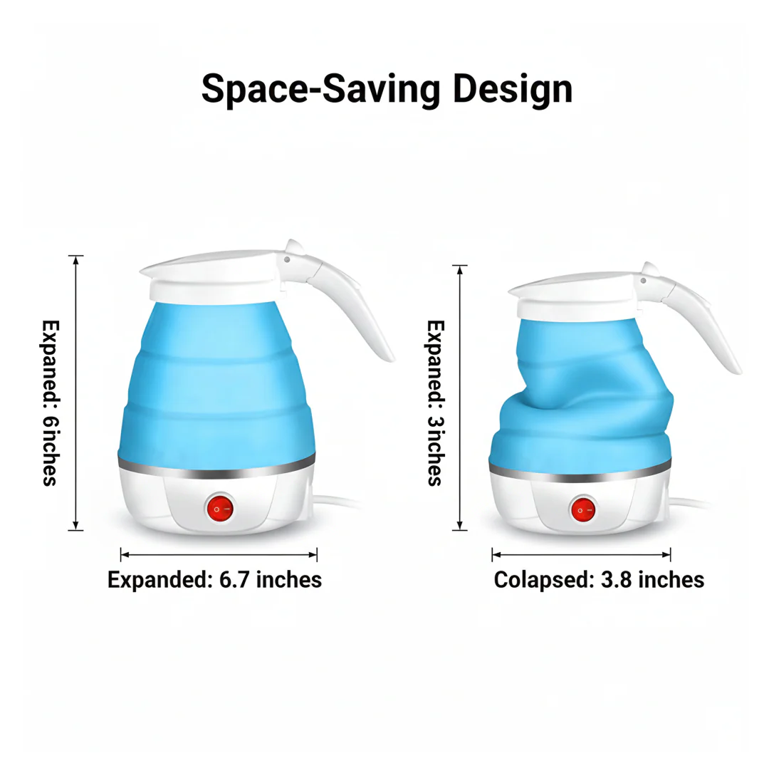 Silicone Foldable Collapsible Electric Water Kettle Camping Boiler - Image 2