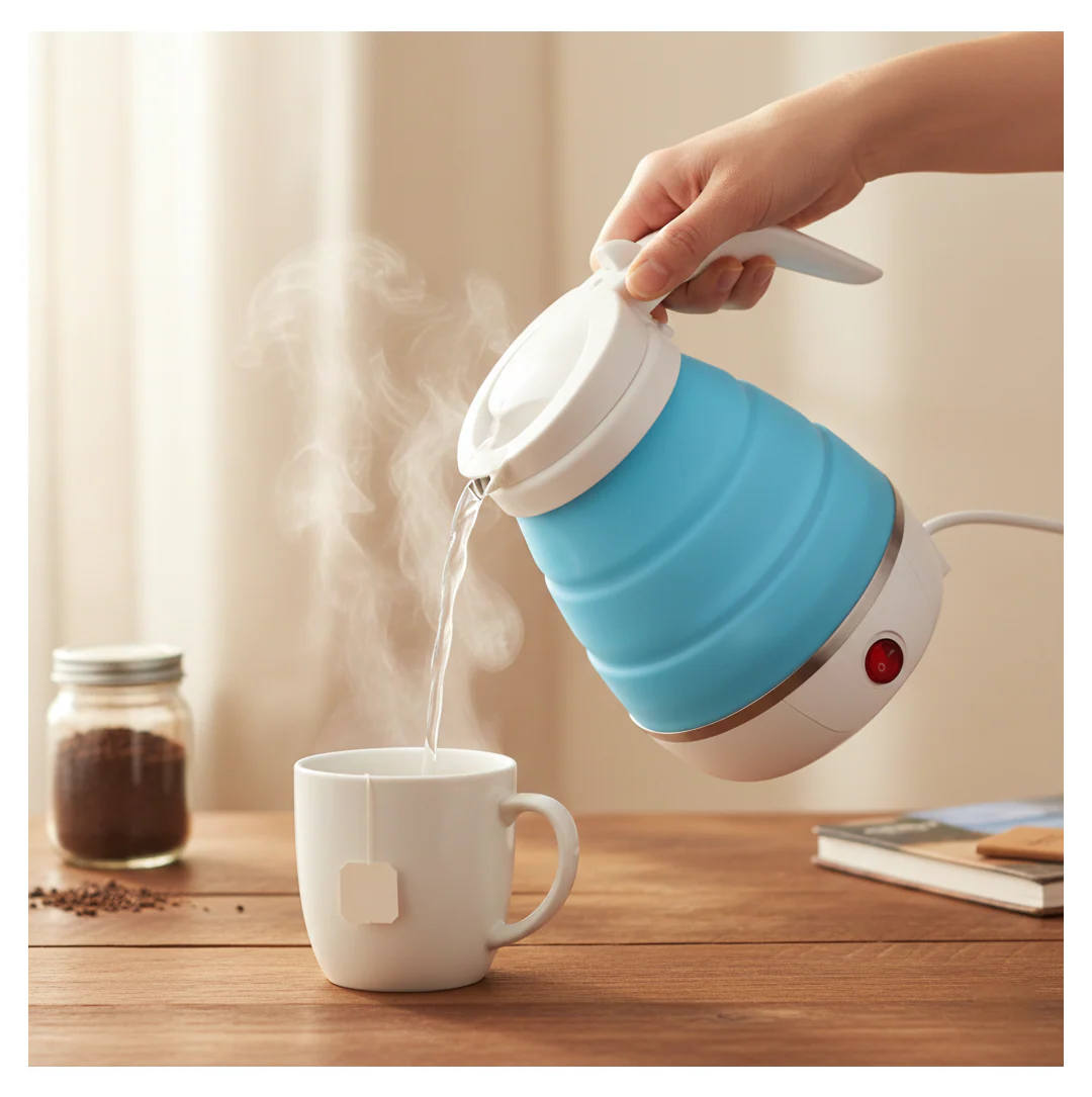 Silicone Foldable Collapsible Electric Water Kettle Camping Boiler - Image 5
