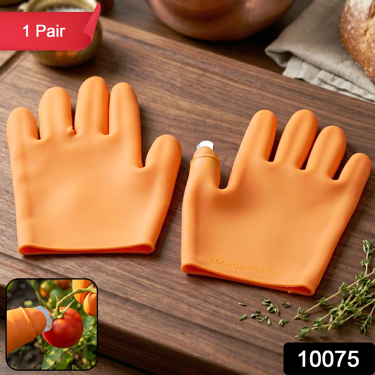 Silicone Gloves with Thumb Knife Finger Protector (1 Pair) - Image 2