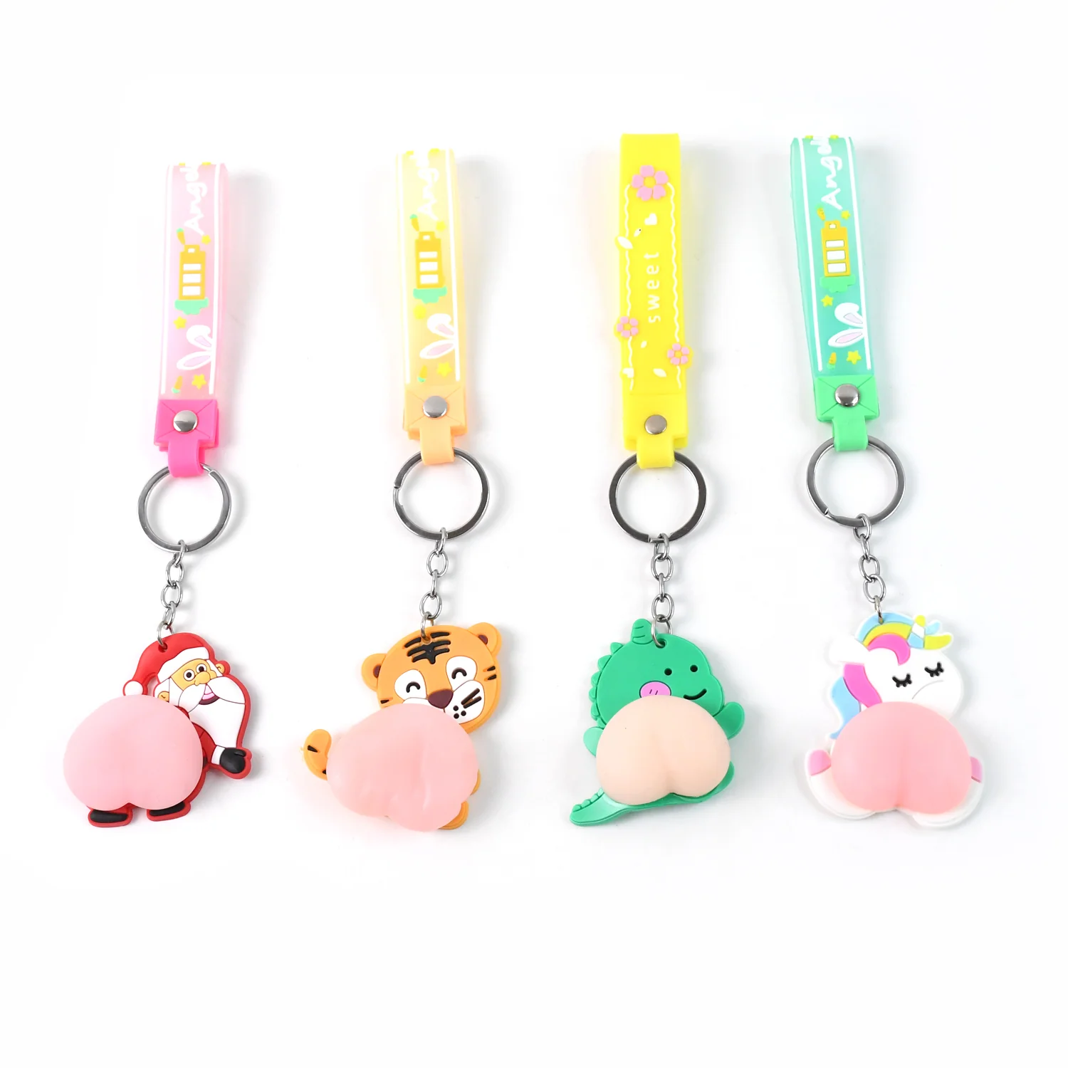Silicone Keychain with Wrist Strap & Squeeze Toy (1 Pc Mix design) - Image 5
