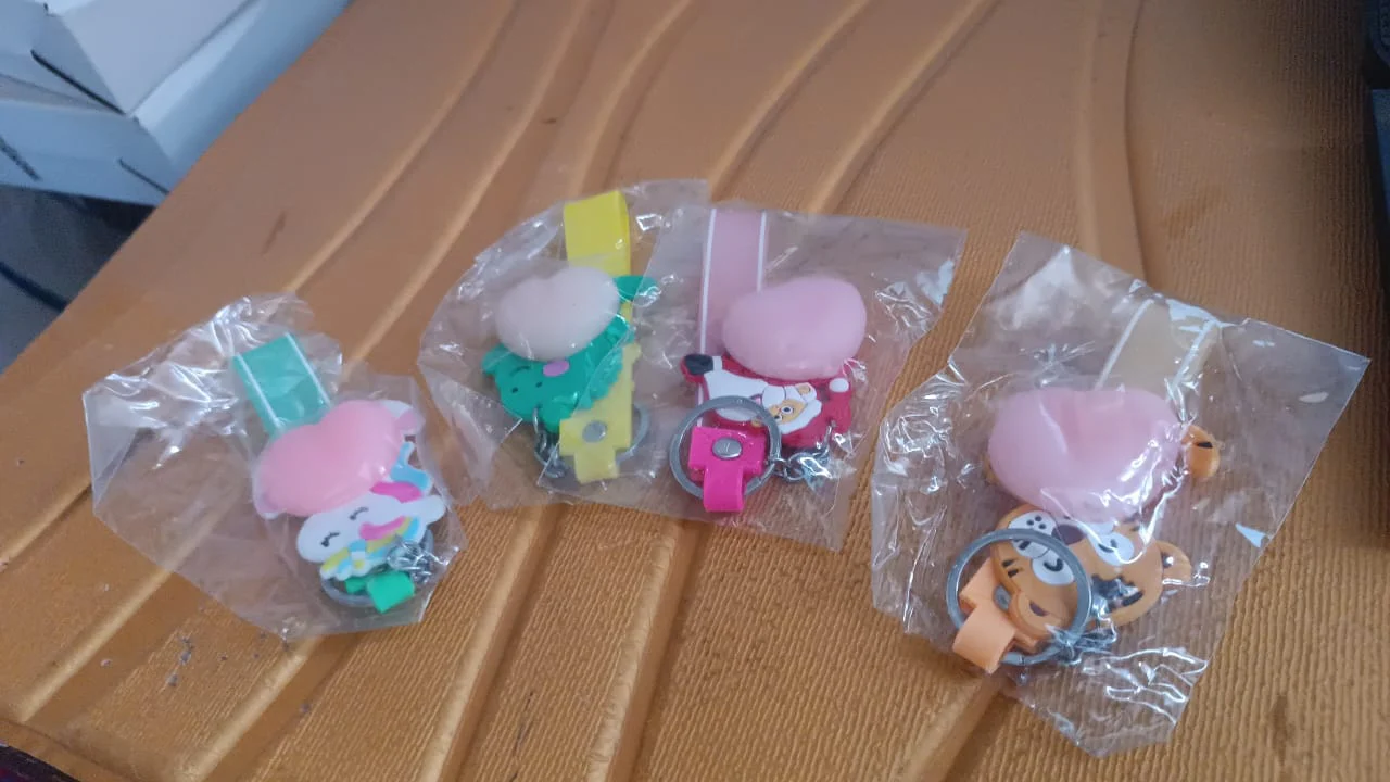 Silicone Keychain with Wrist Strap & Squeeze Toy (1 Pc Mix design) - Image 6