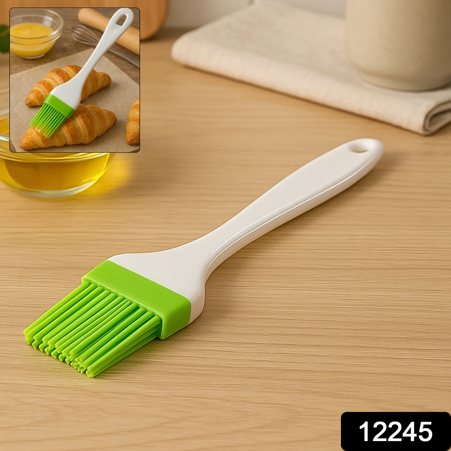 Silicone Kitchen Oil Spatula Brush with Handle Pastry / Cake Brush (17 cm / 1 Pc) - Image 2