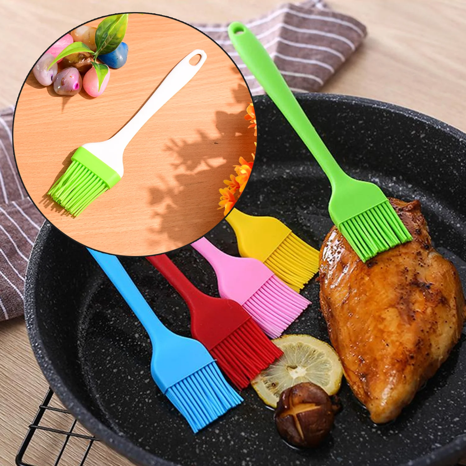 Silicone Kitchen Oil Spatula Brush with Handle Pastry / Cake Brush (17 cm / 1 Pc) - Image 6