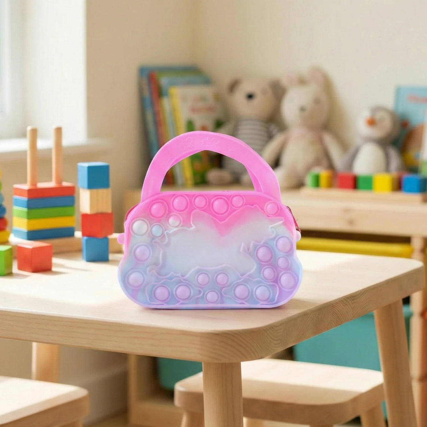 Silicone Pop It Coin Purse with Zipper and Handle (1 Pc) - Image 5