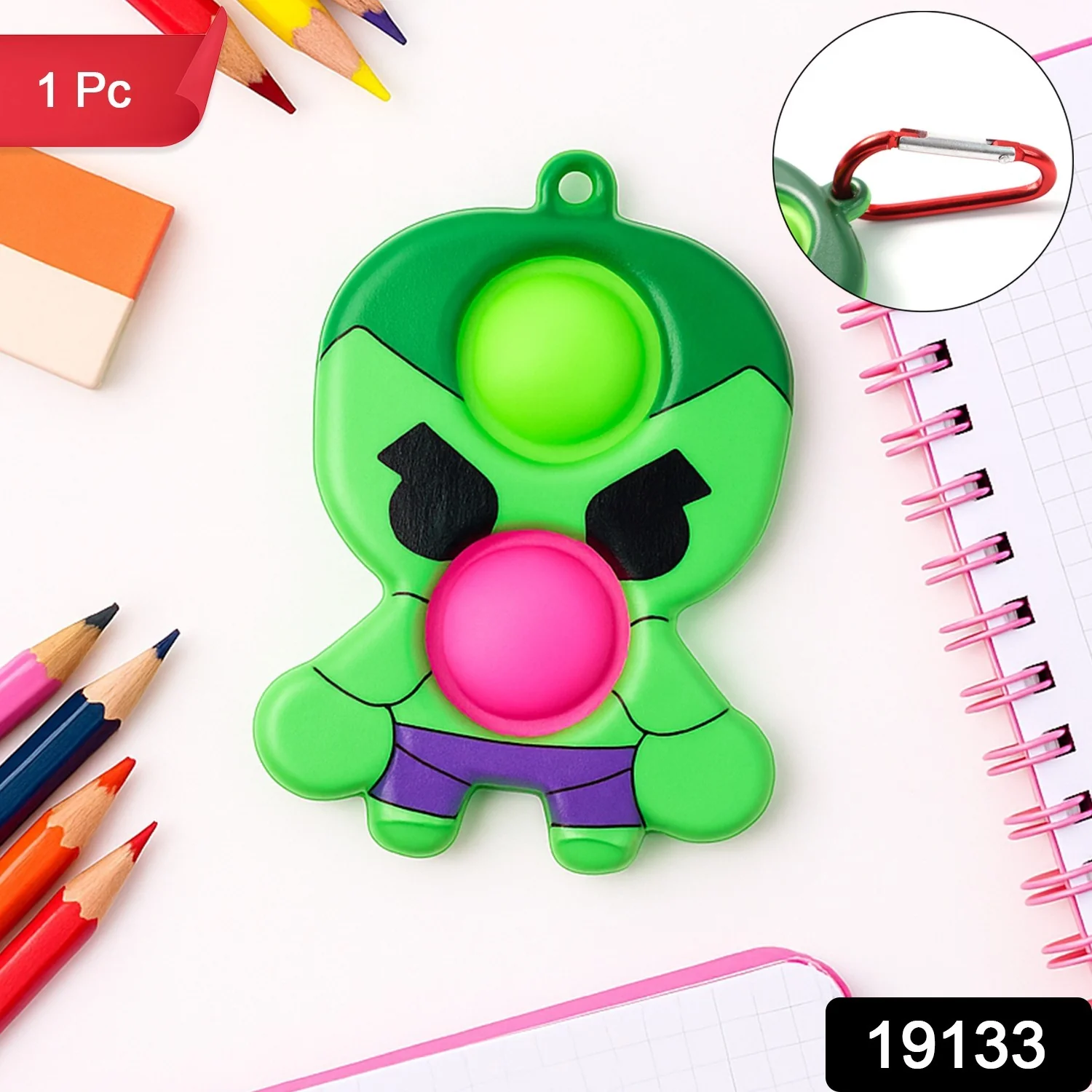 Silicone Pop It Fidget Toy with Keychain Clip (1 Pc) - Image 2