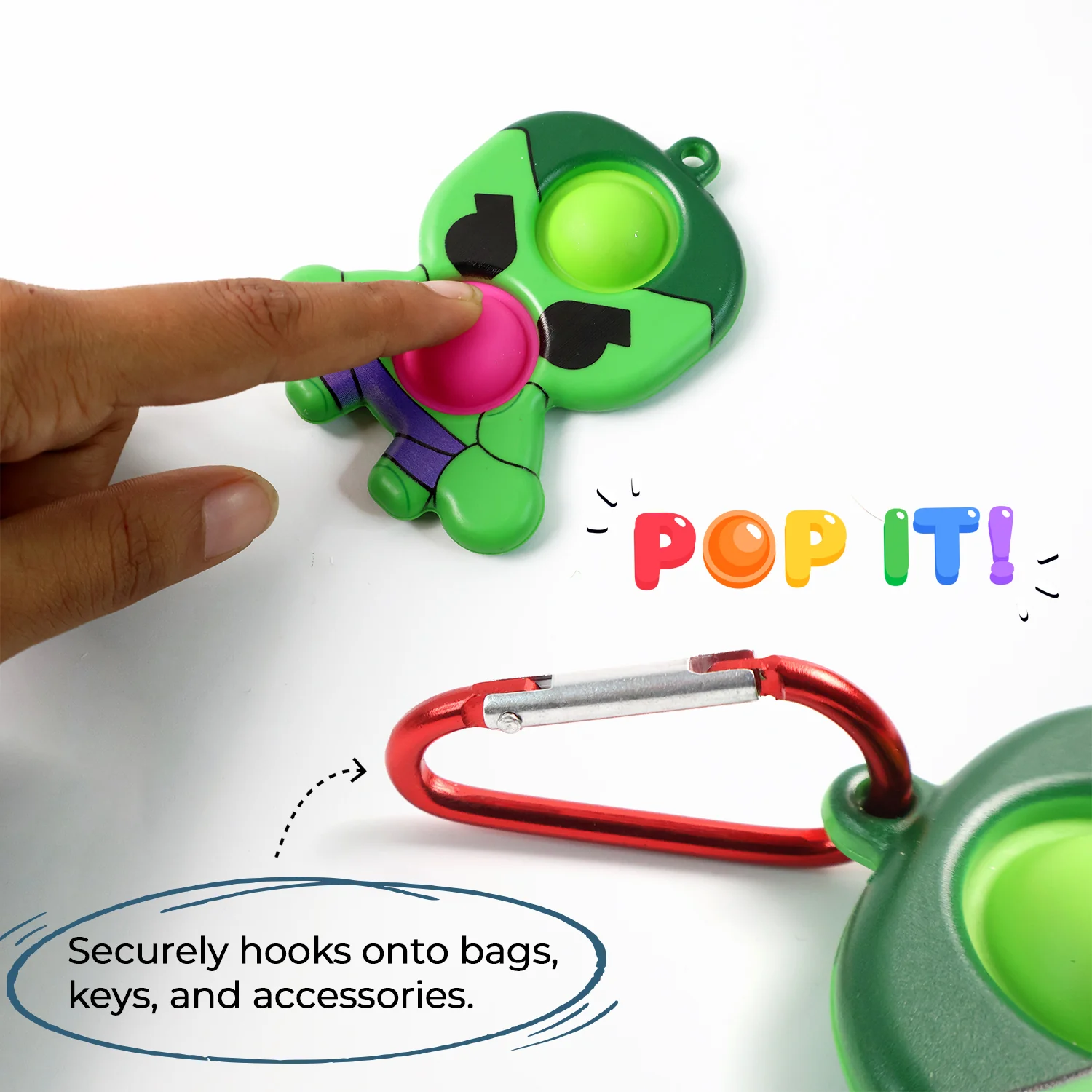 Silicone Pop It Fidget Toy with Keychain Clip (1 Pc) - Image 7