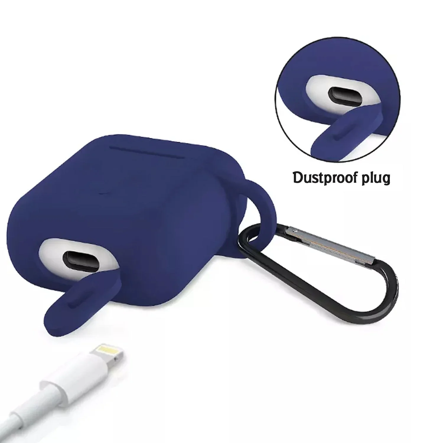 Silicone Shockproof Protection Wireless Headphones Carrying Box Cover Metal Keychain - Image 5