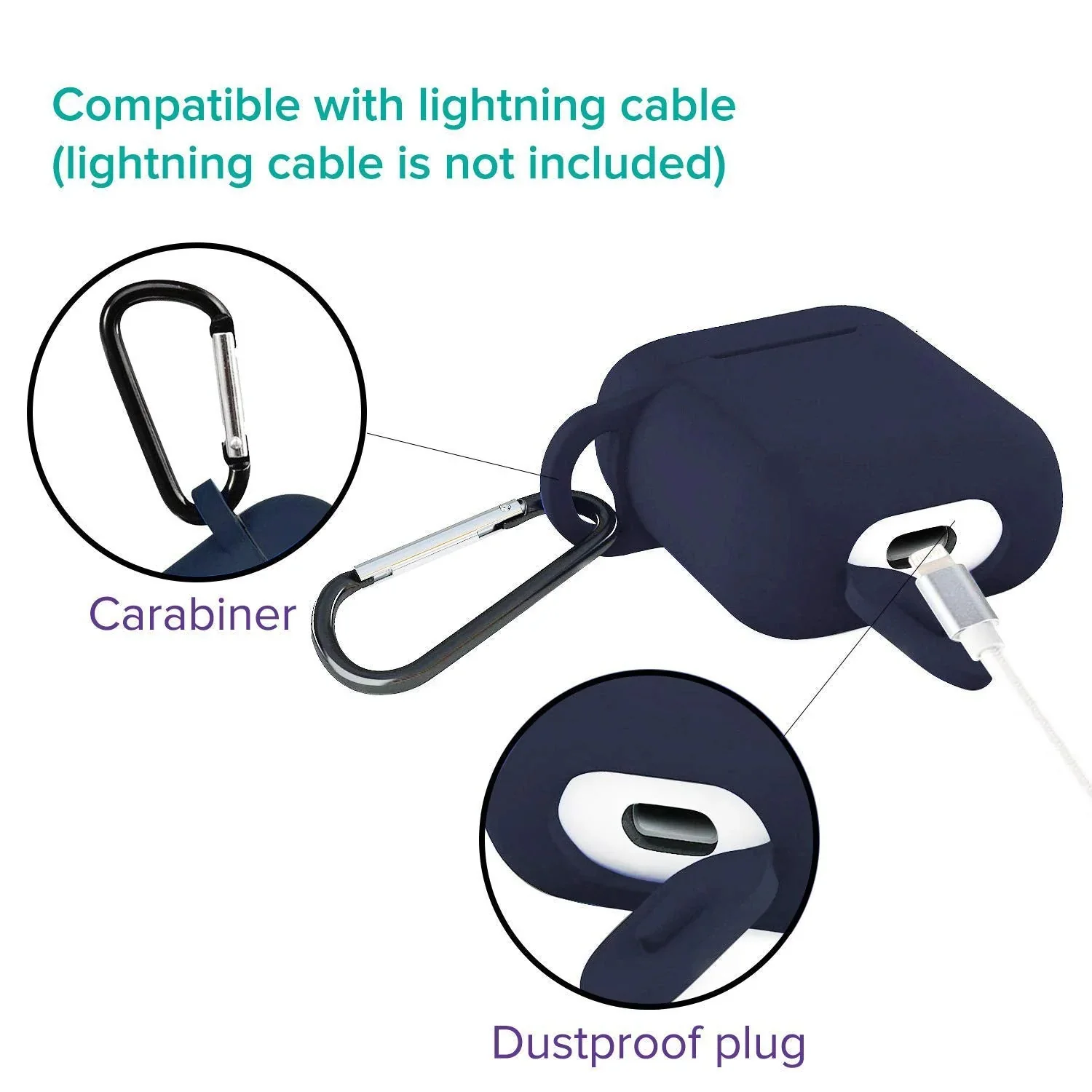 Silicone Shockproof Protection Wireless Headphones Carrying Box Cover Metal Keychain - Image 7
