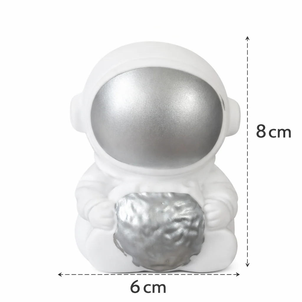 Silver Astronaut Moon LED Night Lamp Kids Bedroom Table Decor Light - Image 4